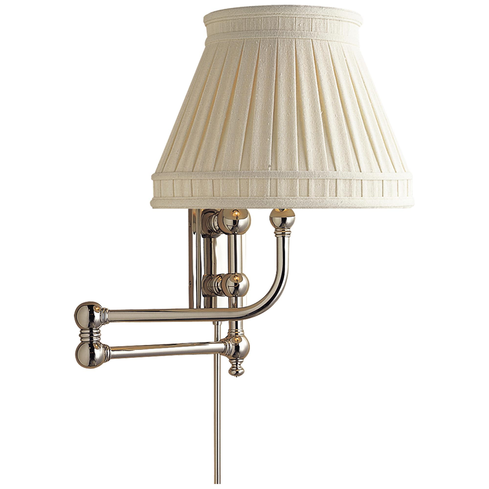 Shown in Polished Nickel finish and Linen Collar shade