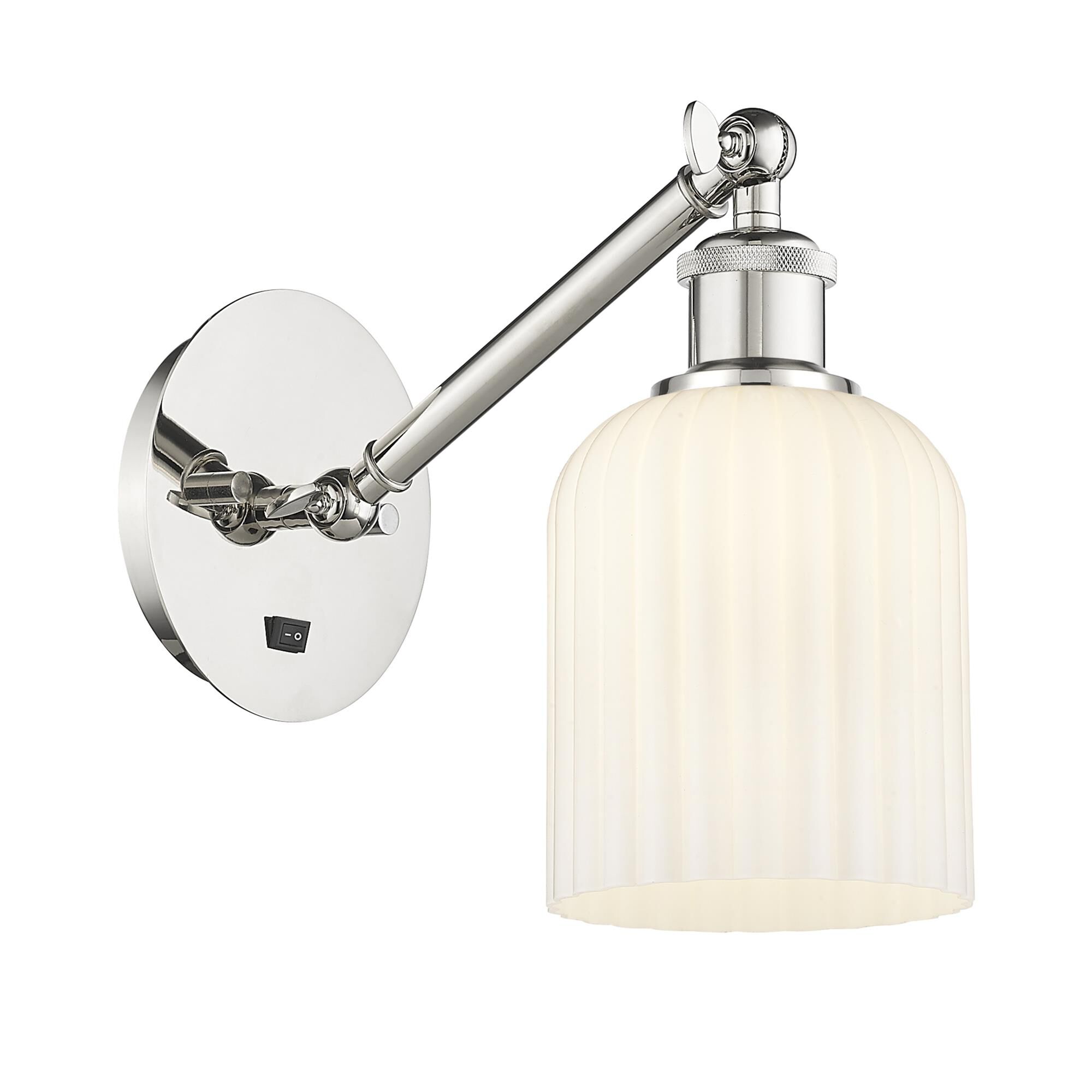 Shown in Polished Nickel finish and Gloss White shade