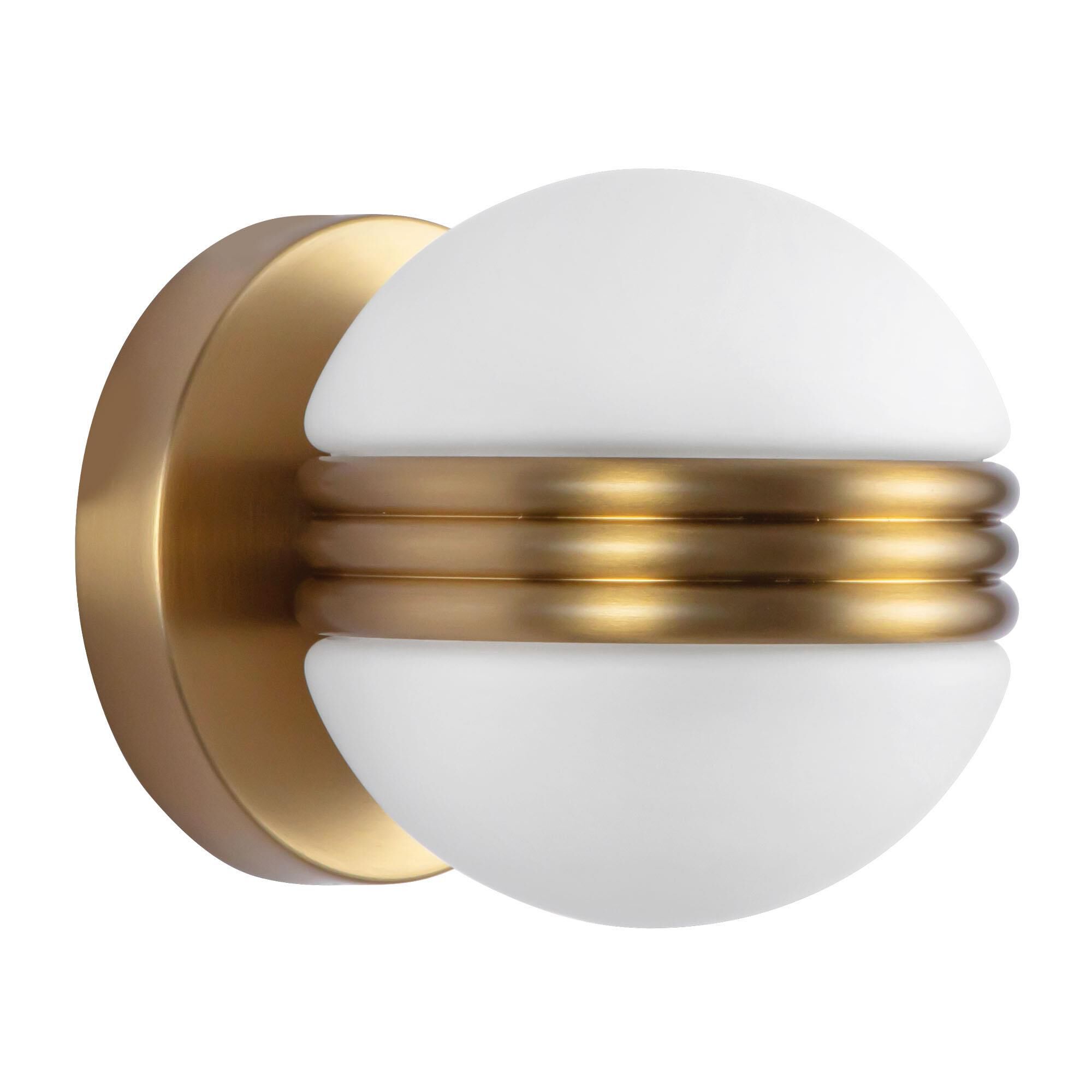 Shown in Brushed Gold finish and Matte Opal glass