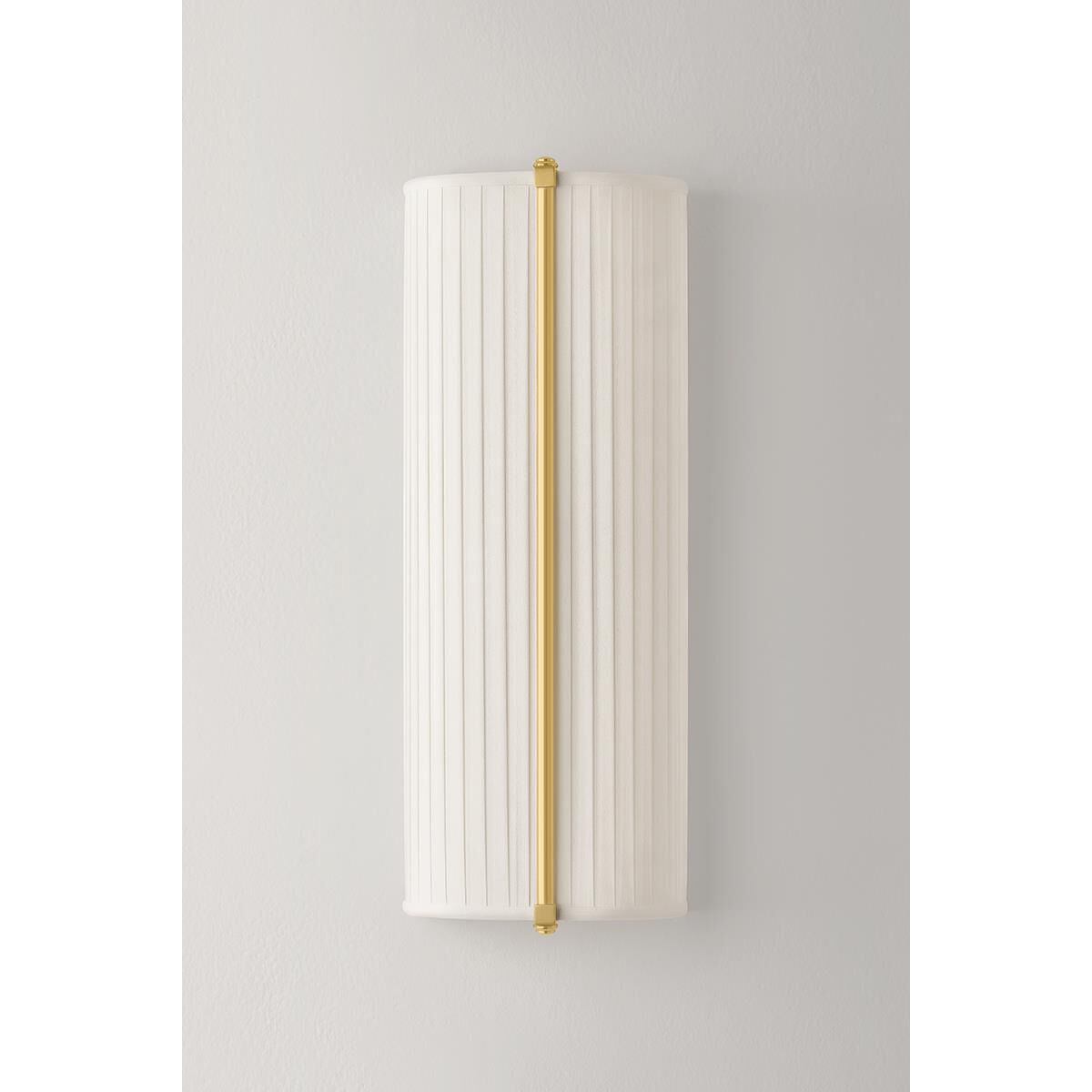 Shown in Aged Brass finish and Ivory Silk shade