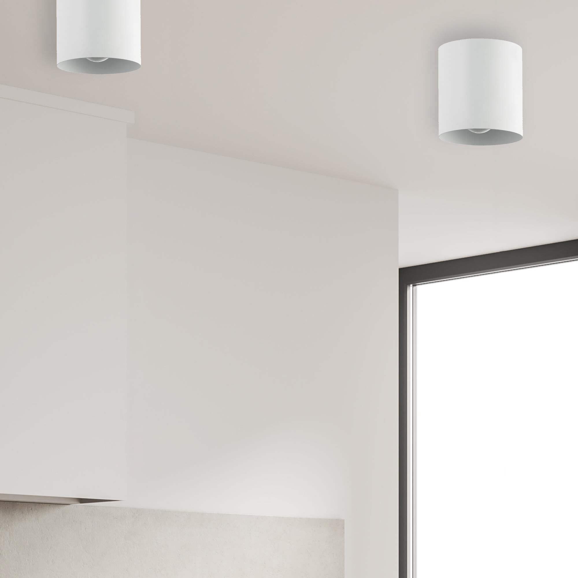 Shown in Matte White finish and White Metal Cylinder shade