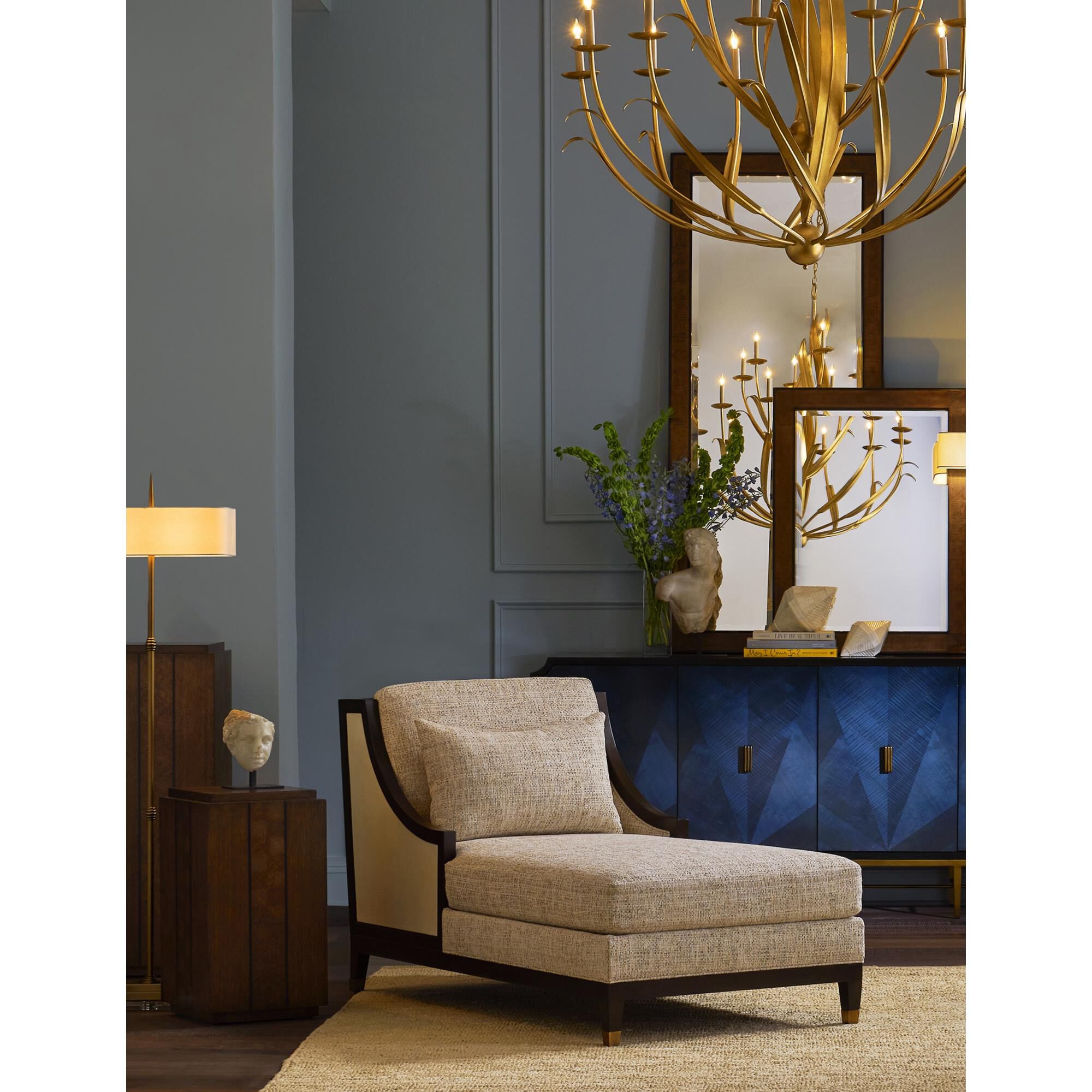 Shown in Aged Beige/Black finish