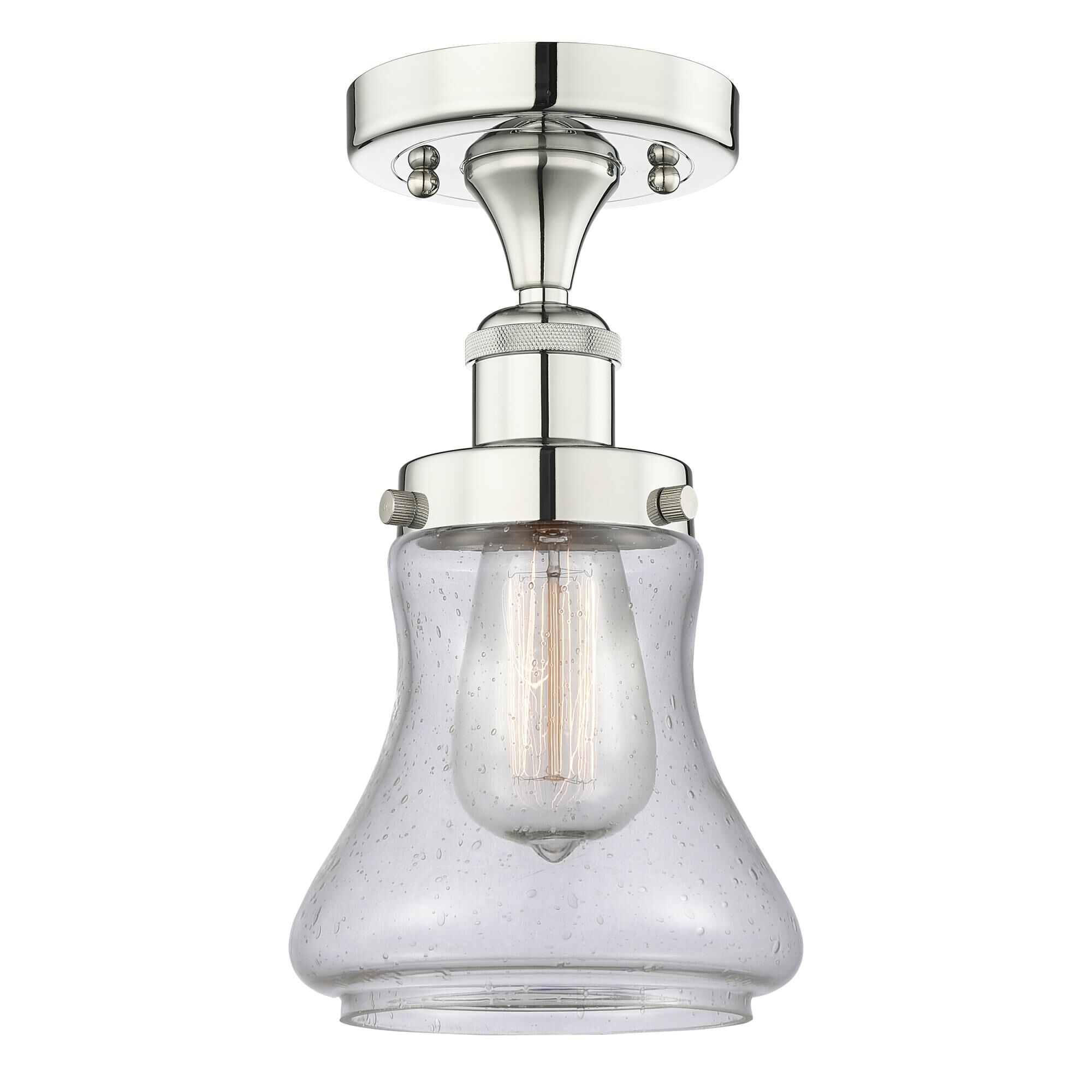 Shown in Polished Nickel finish and Seedy glass