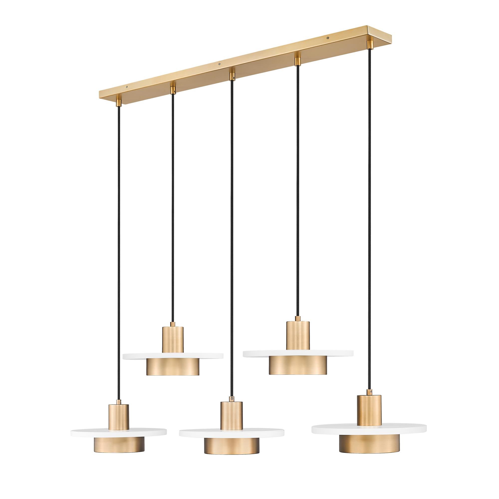 Shown in Matte White and Modern Gold finish and Frosted glass
