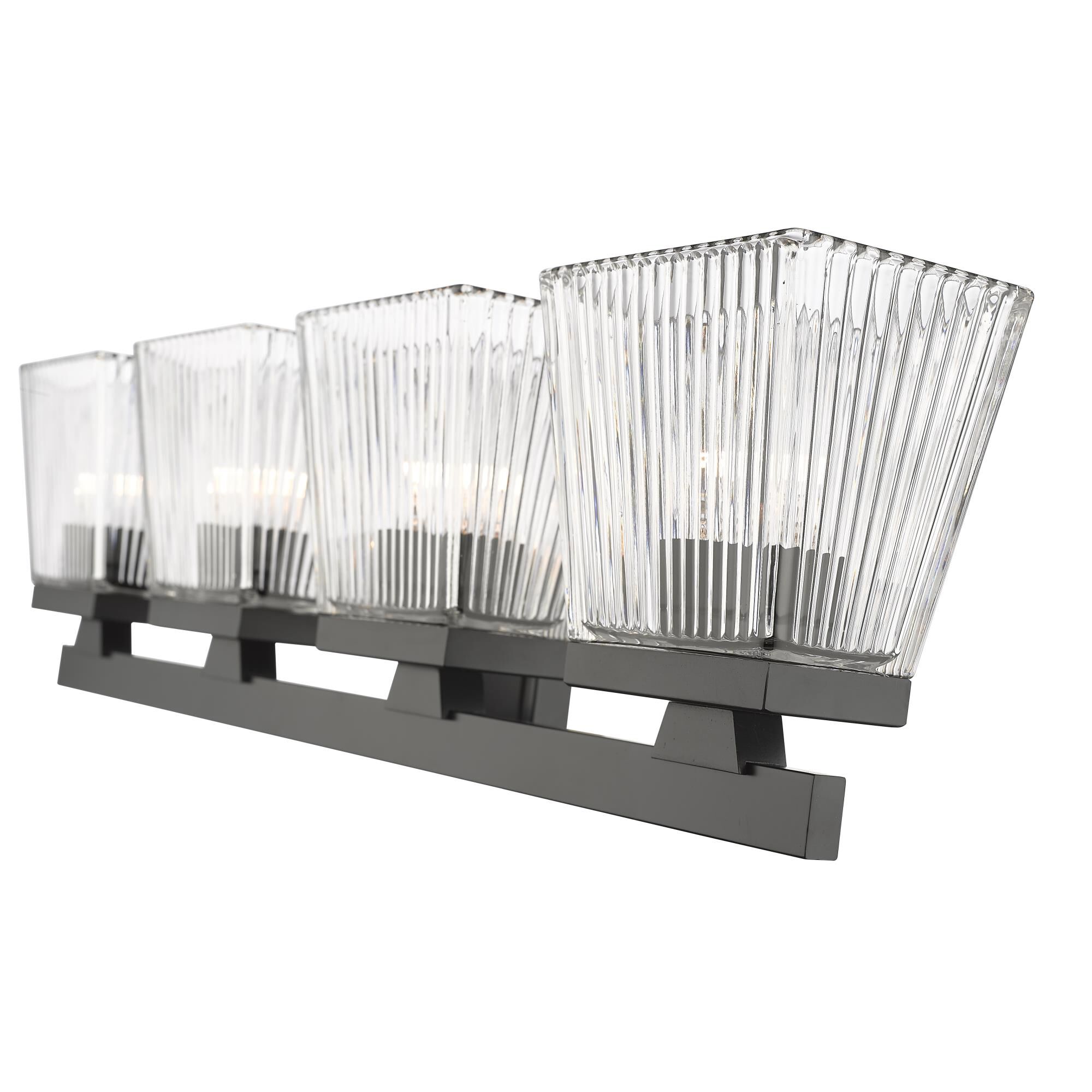 Shown in Matte Black finish and Glass shade