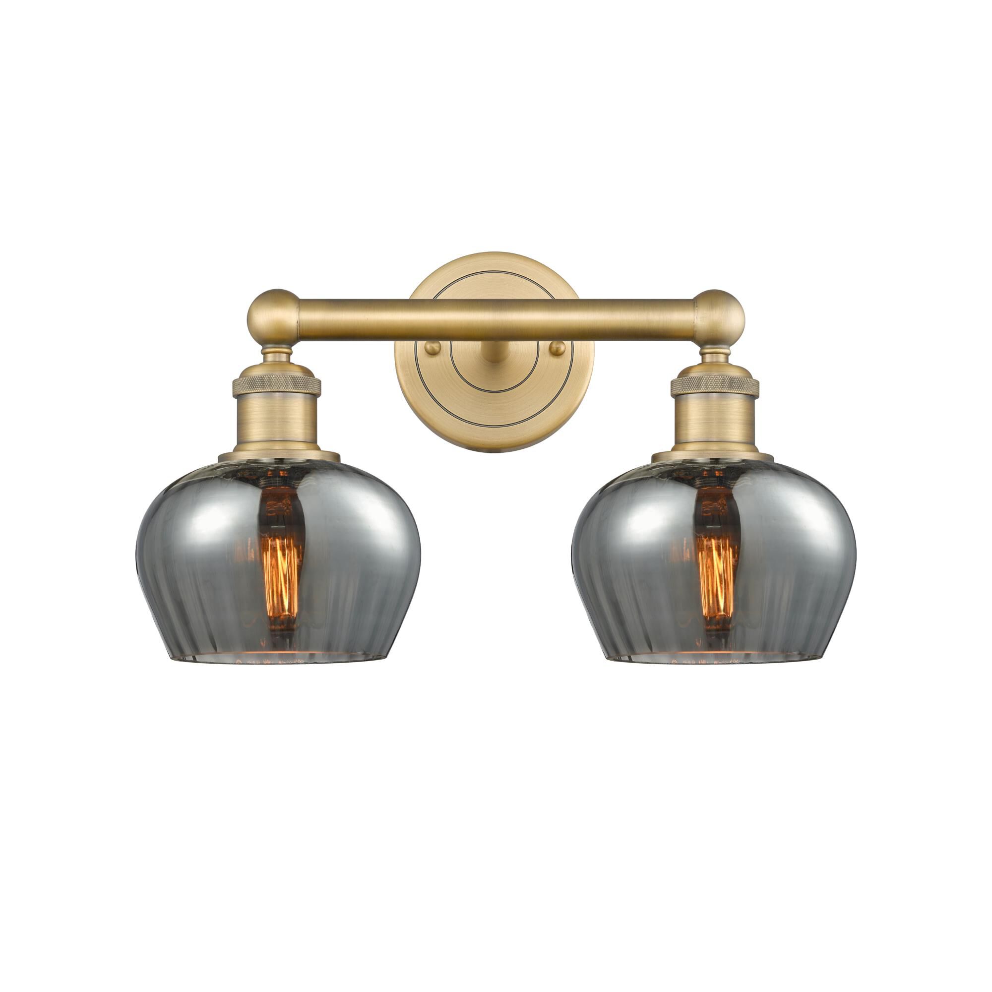 Shown in Brushed Brass finish and Plated Smoke glass