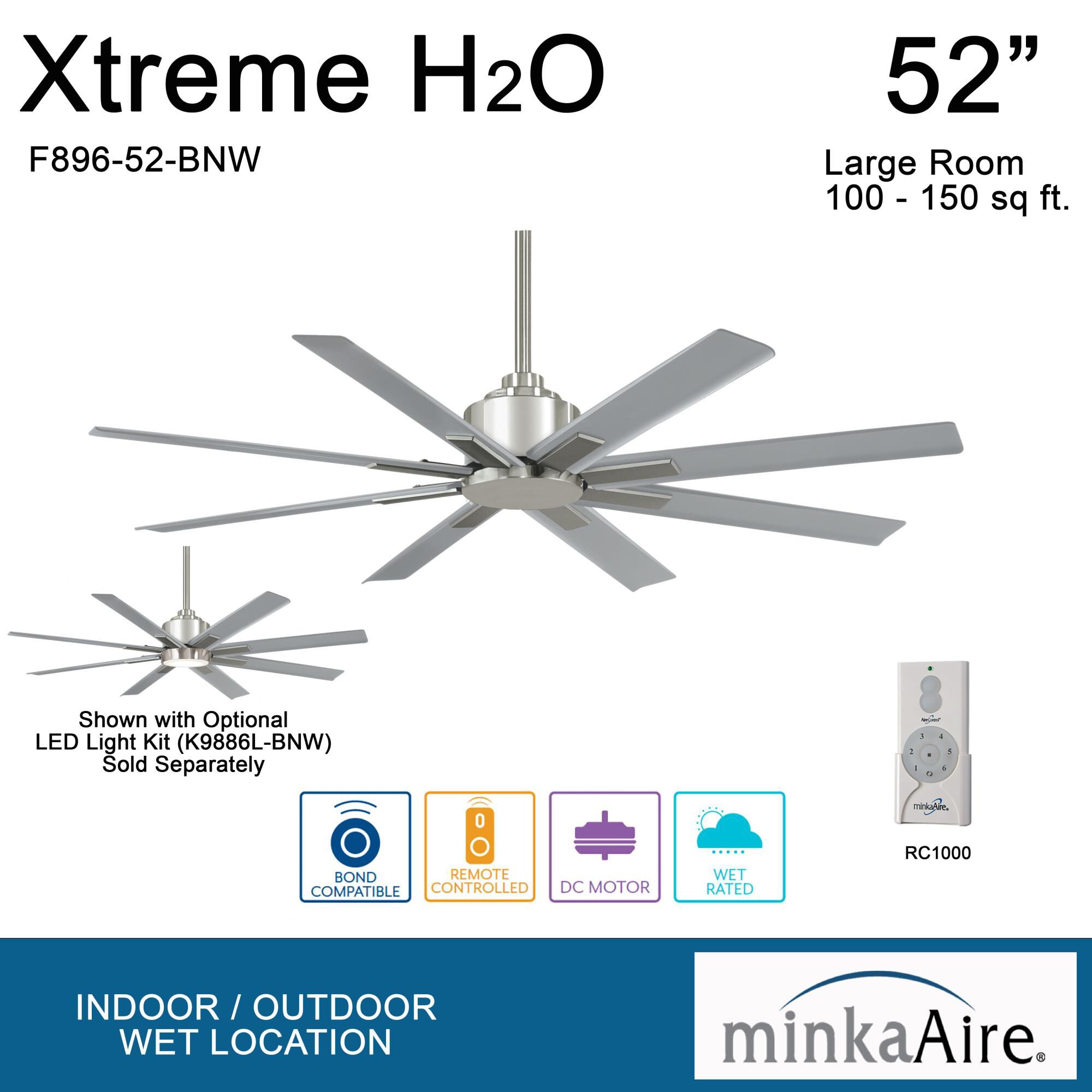 Xtreme H2O Outdoor Rated 52 Inch Ceiling Fan by Minka Aire