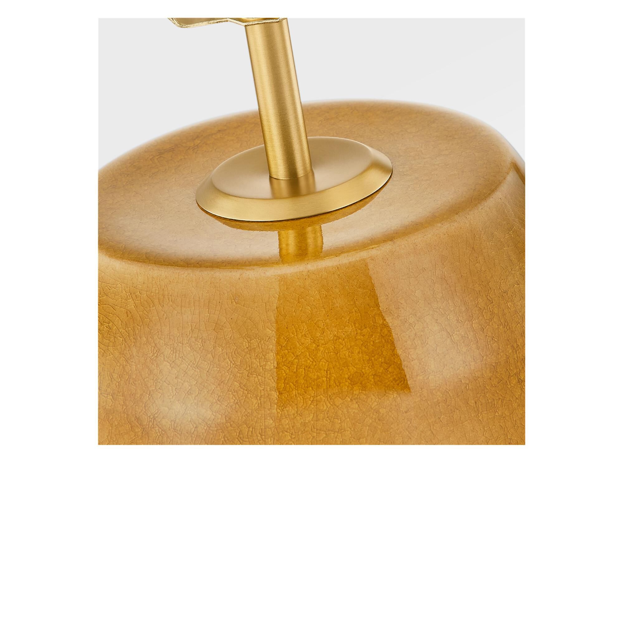 Shown in Cracked Honey finish and White Linen Fabric shade