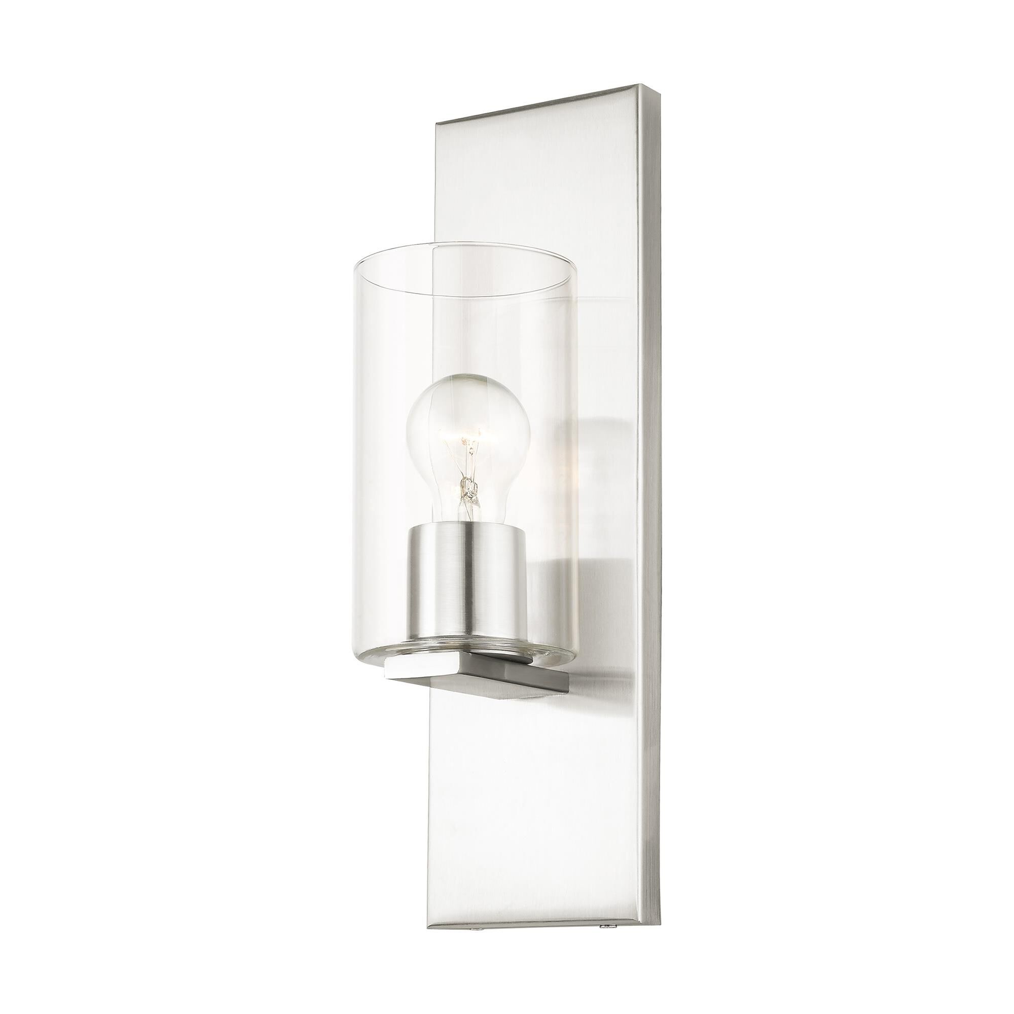 Shown in Brushed Nickel finish and Clear glass and Clear Glass shade