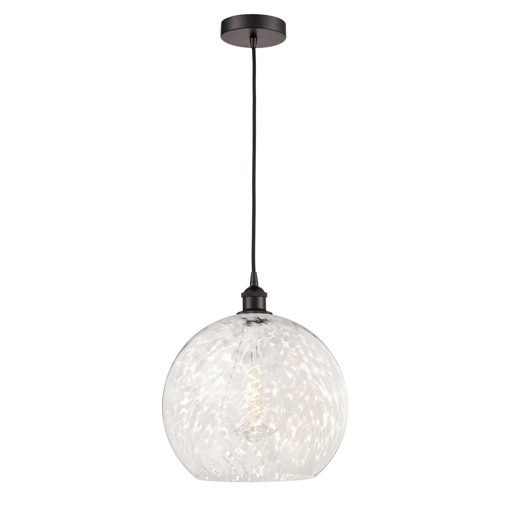 Shown in Oil Rubbed Bronze finish and White Mouchette glass