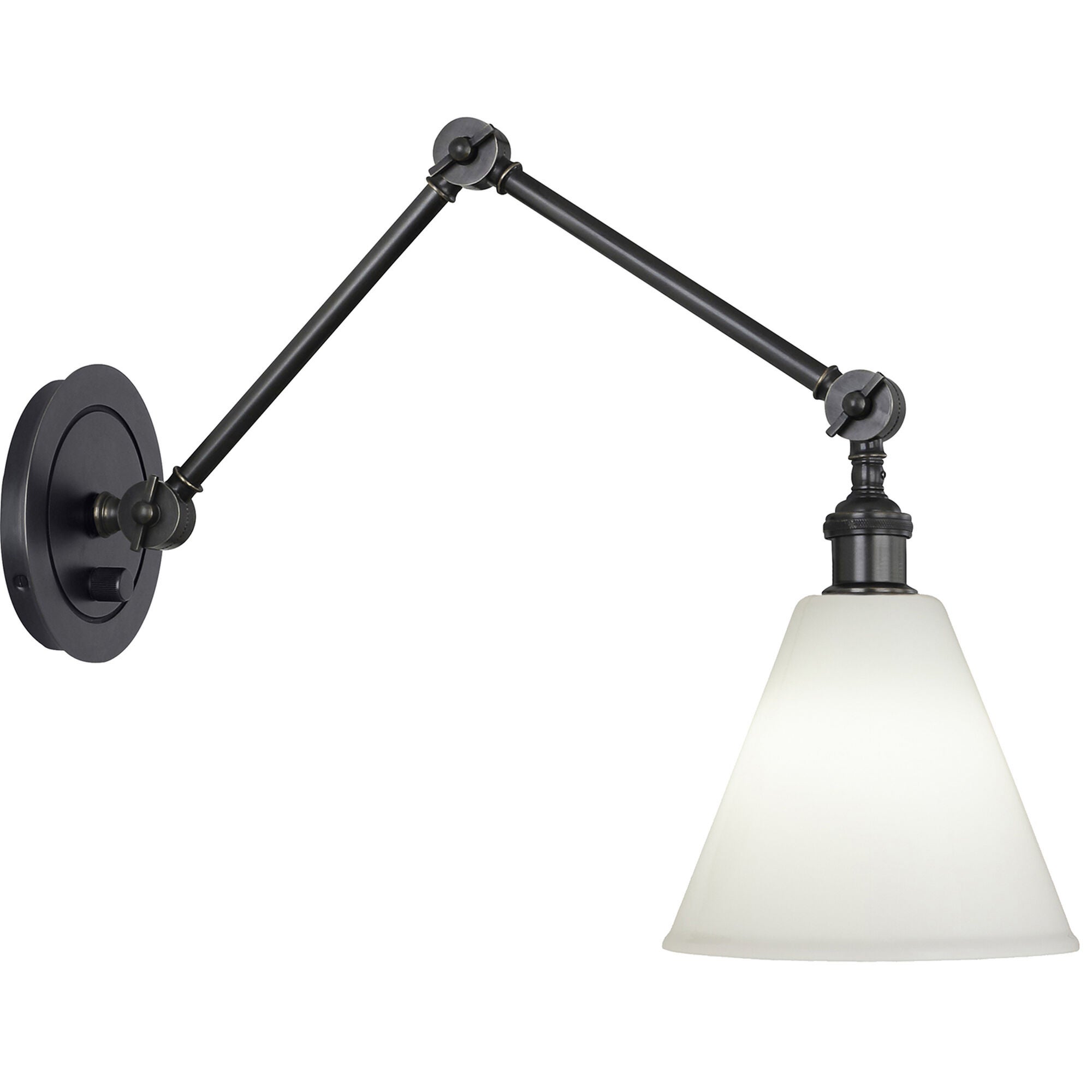 Shown in Deep Patina Bronze finish and Cased White Glass shade
