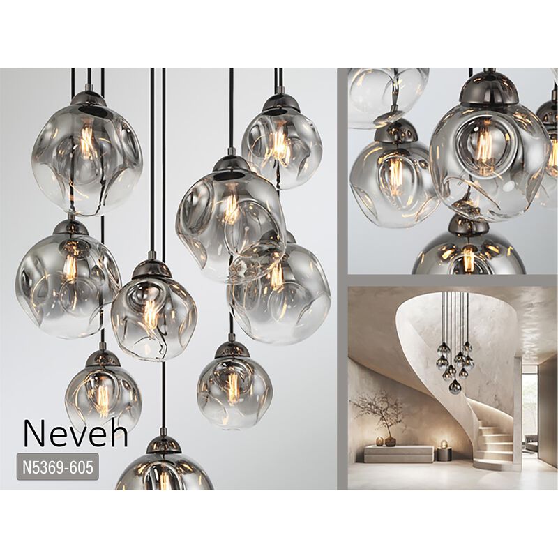 Neveh 24 Inch 9 Light Multi Light Pendant by Metropolitan Lighting - Clearance