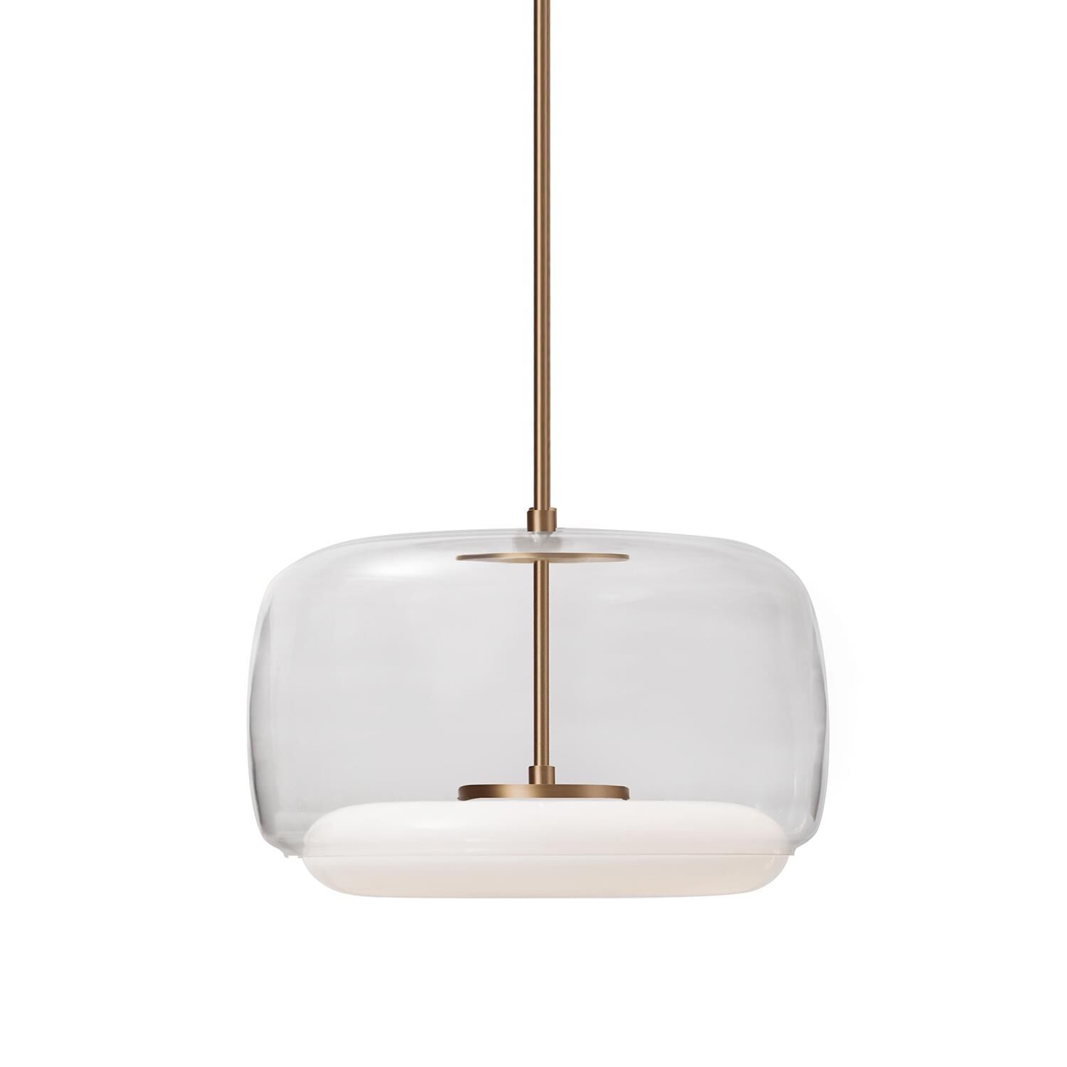 Shown in Vintage Brass finish and Clear glass