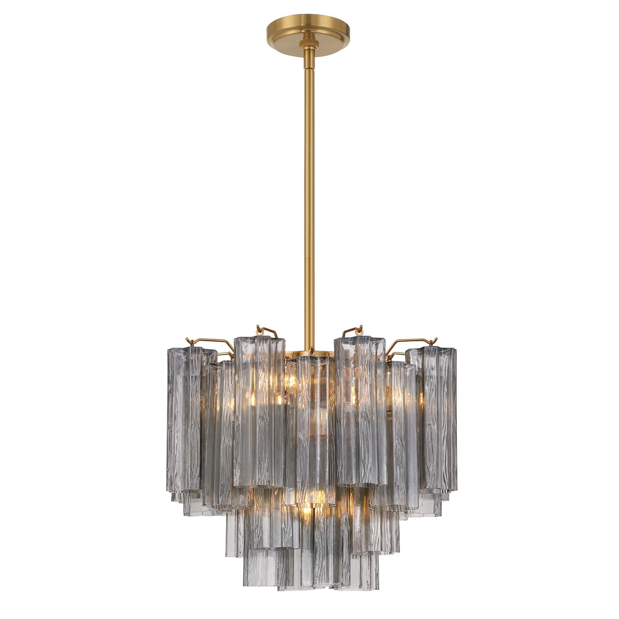 Shown in Aged Brass finish and Tronchi Smoke glass