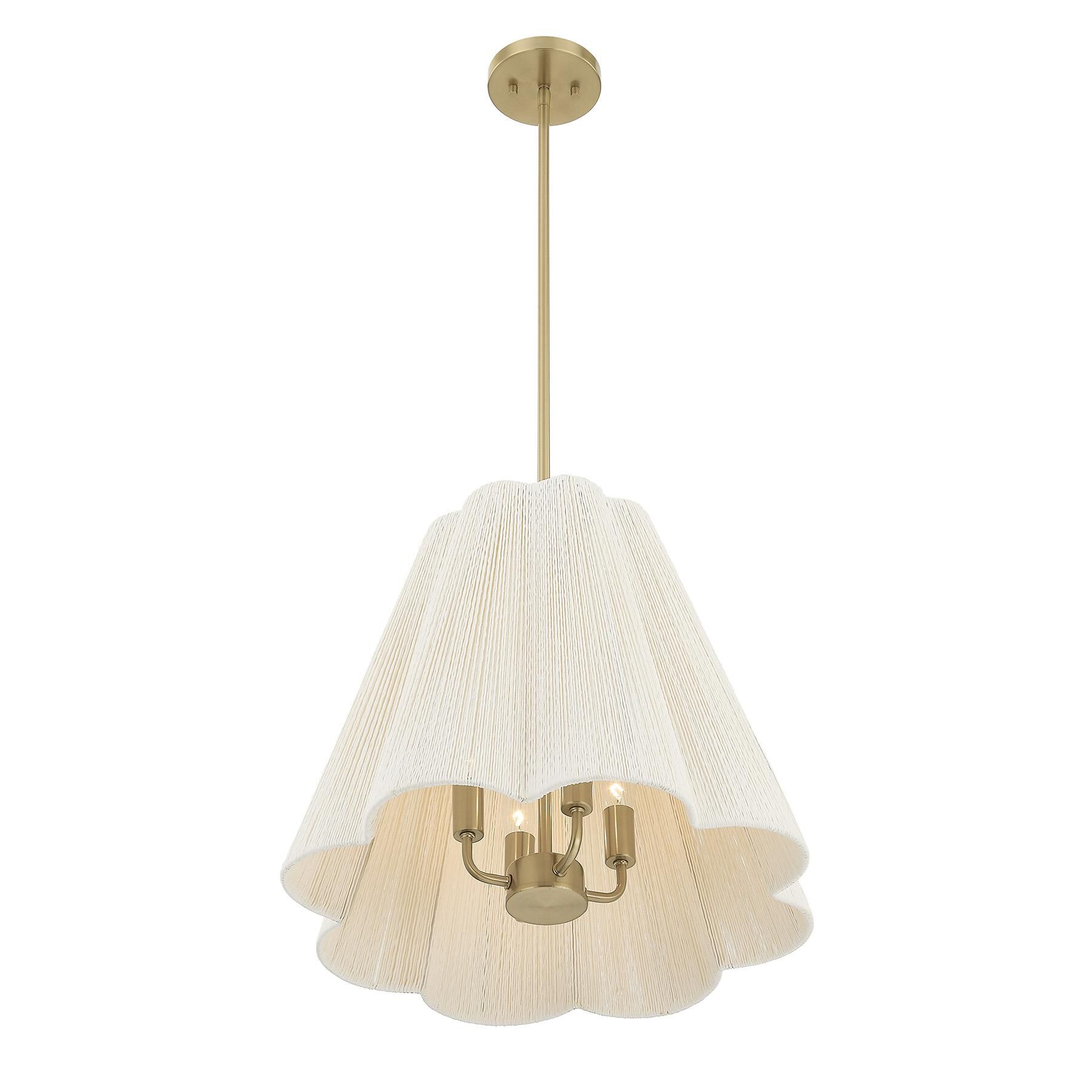 Shown in Noble Brass finish and White Cotton Scalloped String shade