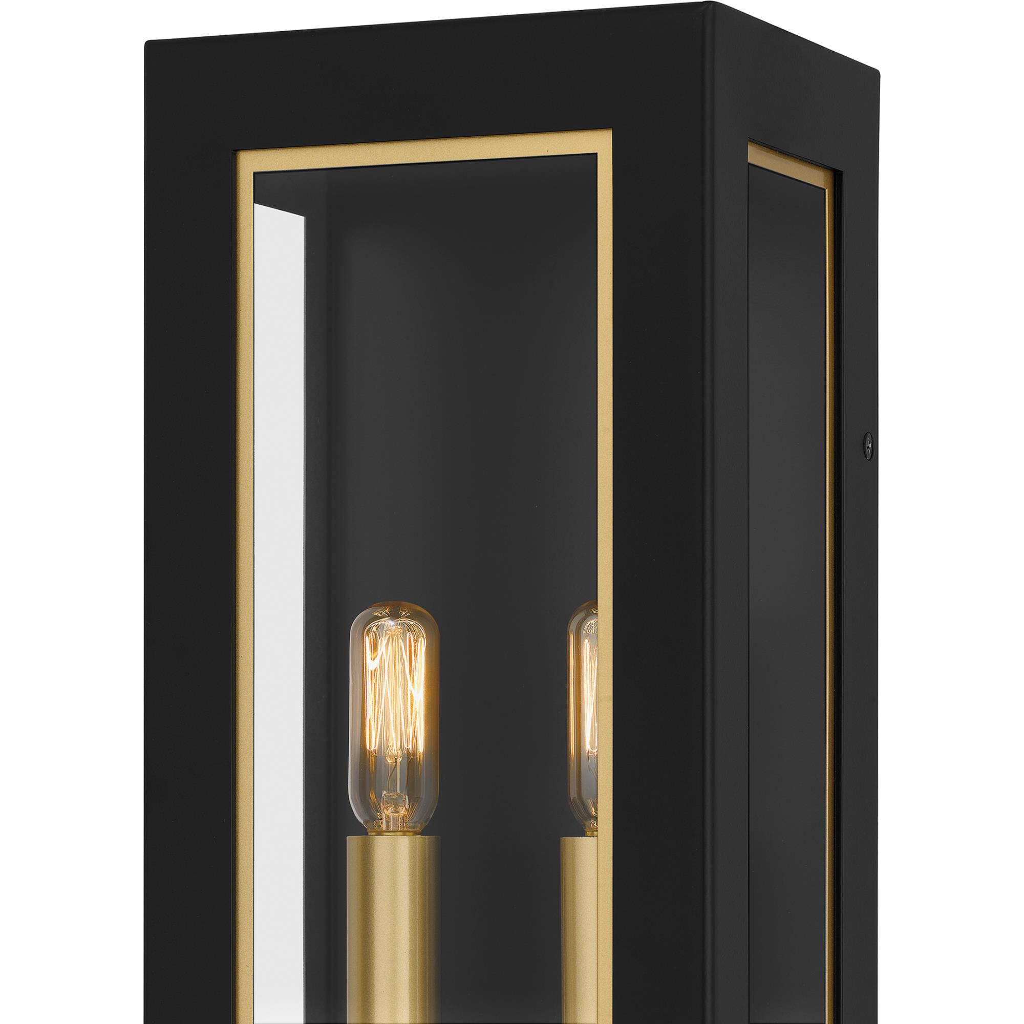 Shown in Matte Black finish and Clear Glass Panel Front, Clear Glass Panel Side shade