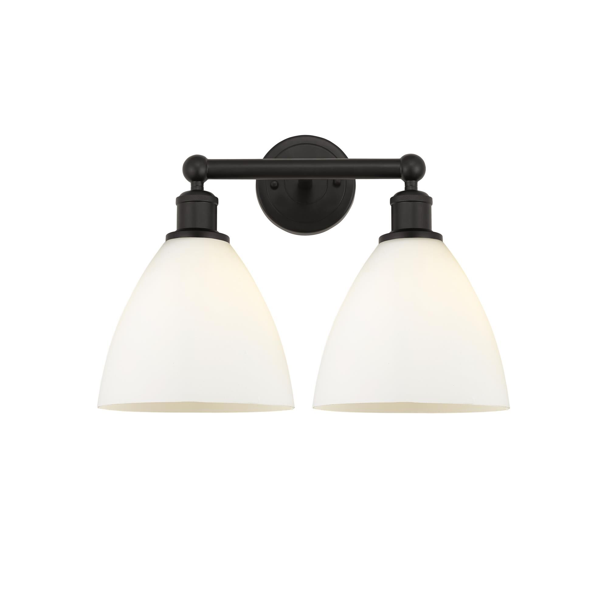 Shown in Oil Rubbed Bronze, Matte White finish and Matte White glass and Matte White Glass shade