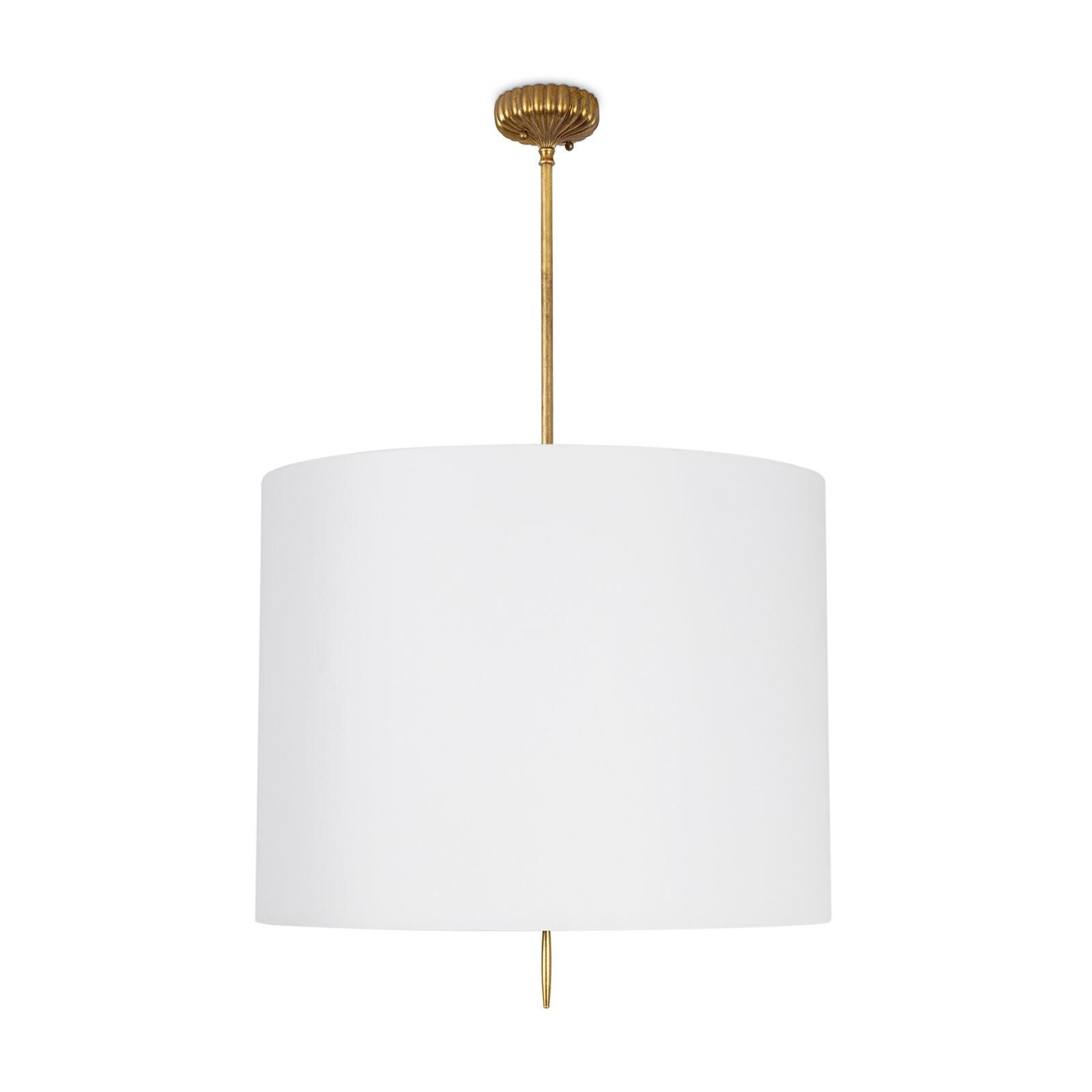 Shown in Antique Gold Leaf finish and Linen shade