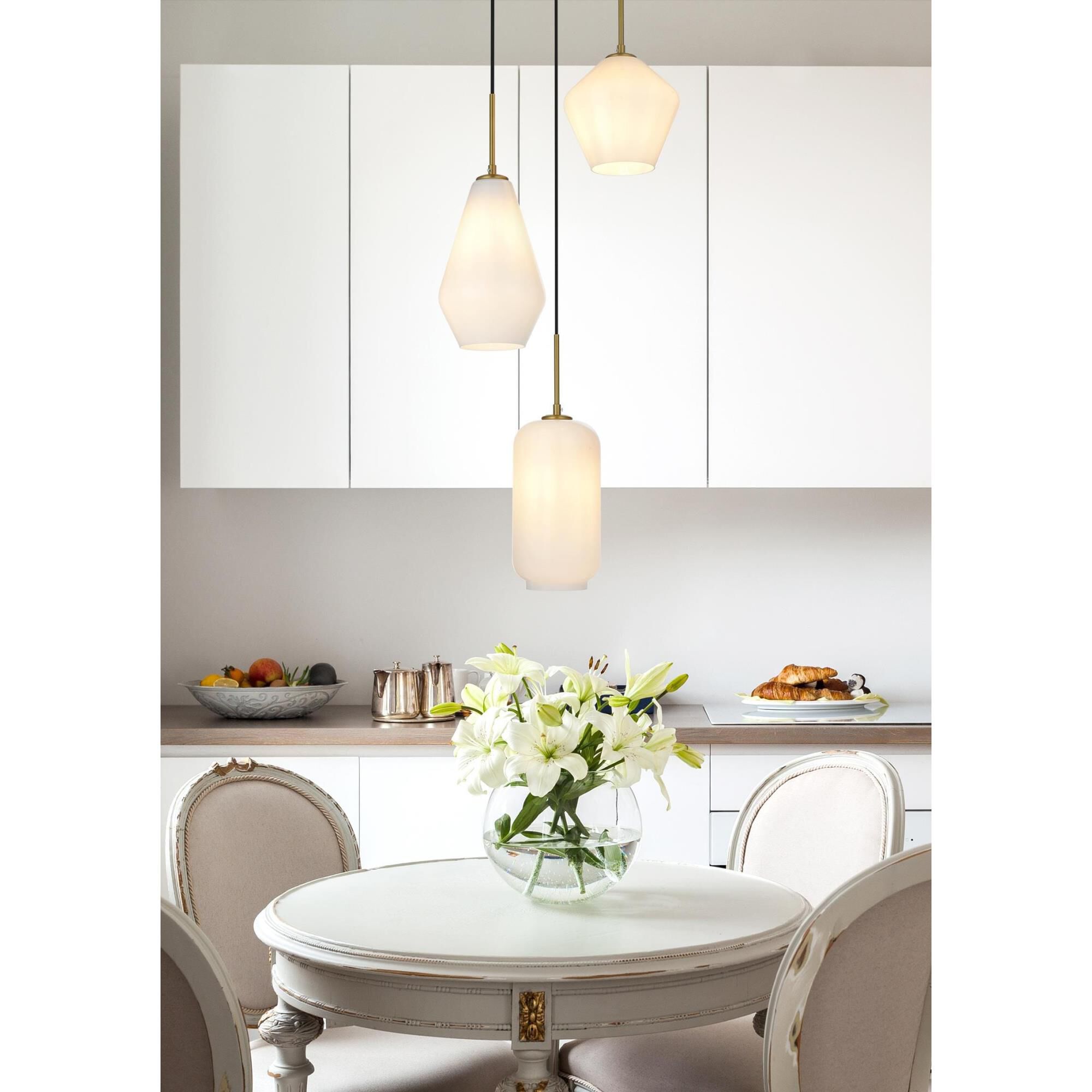 Shown in Satin Gold And Frosted White finish