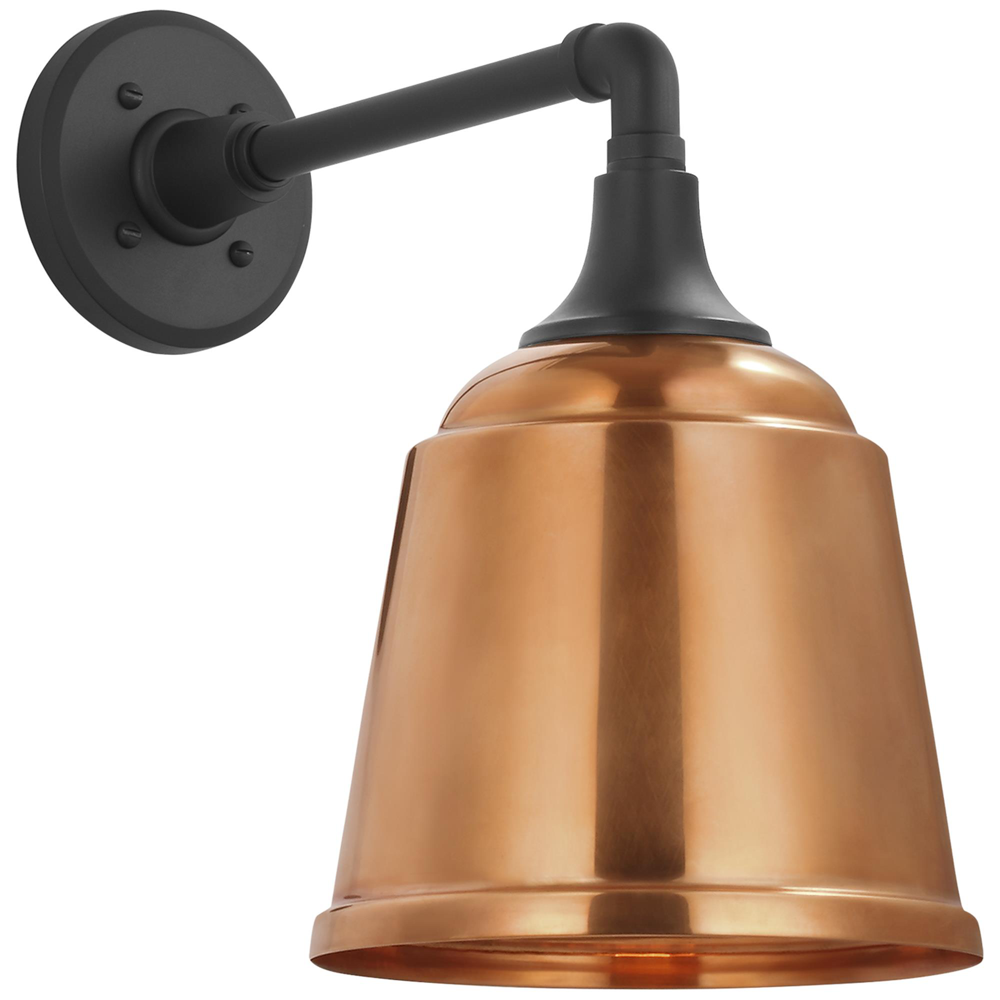 Shown in Matte Black finish and Soft Copper Rockhouse shade