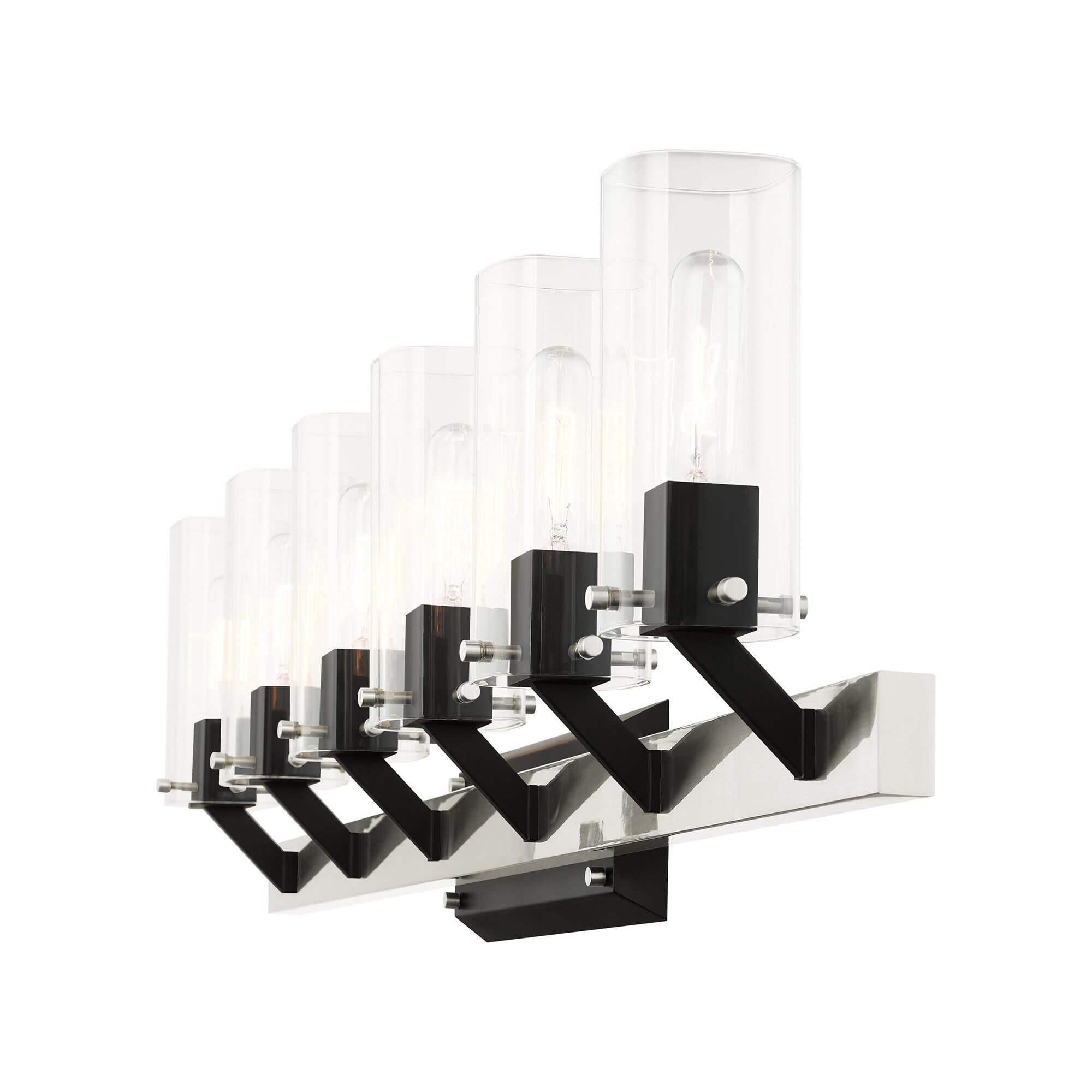 Shown in Brushed Nickel finish and Clear Square  With Rounded Corners glass