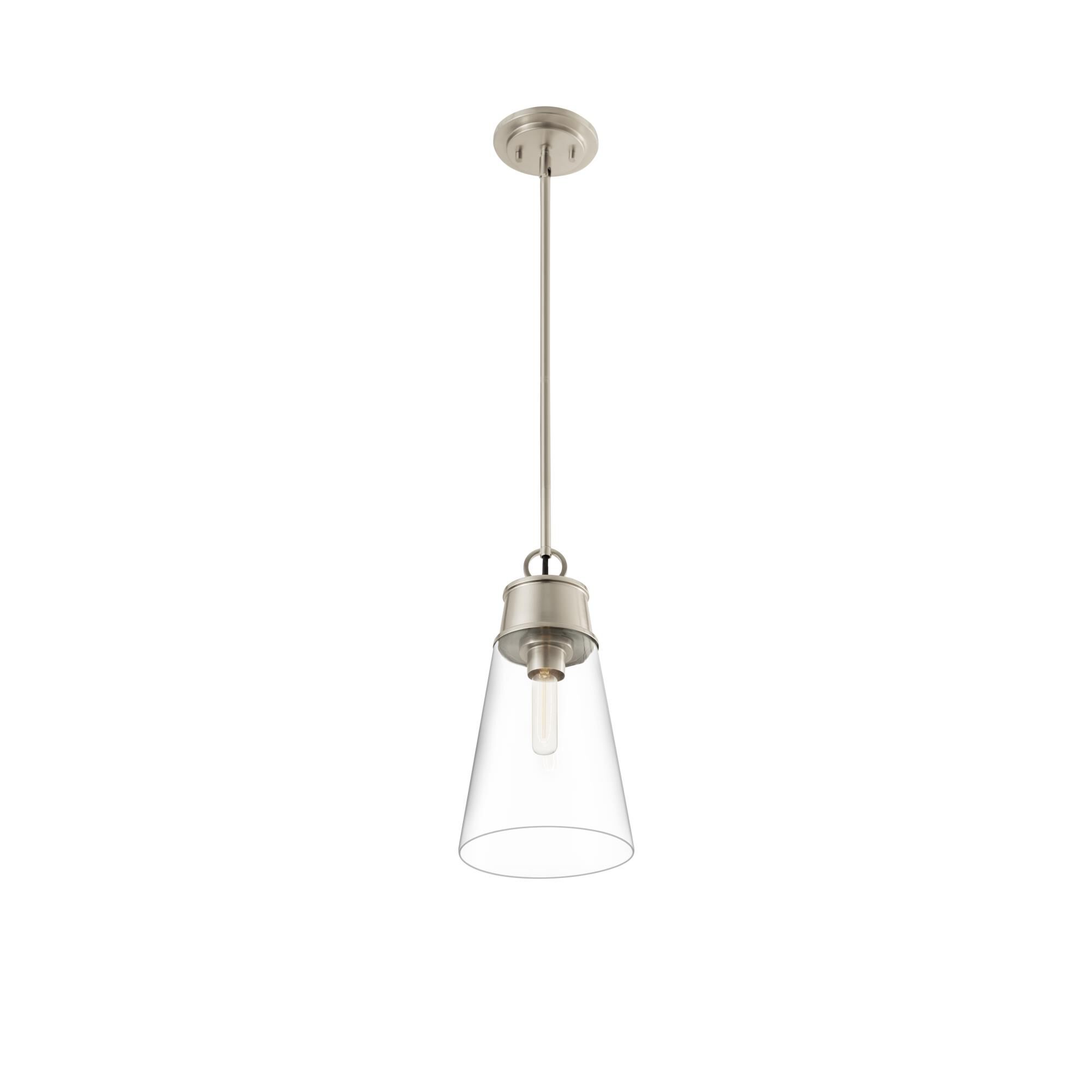 Shown in Brushed Nickel finish and Glass shade