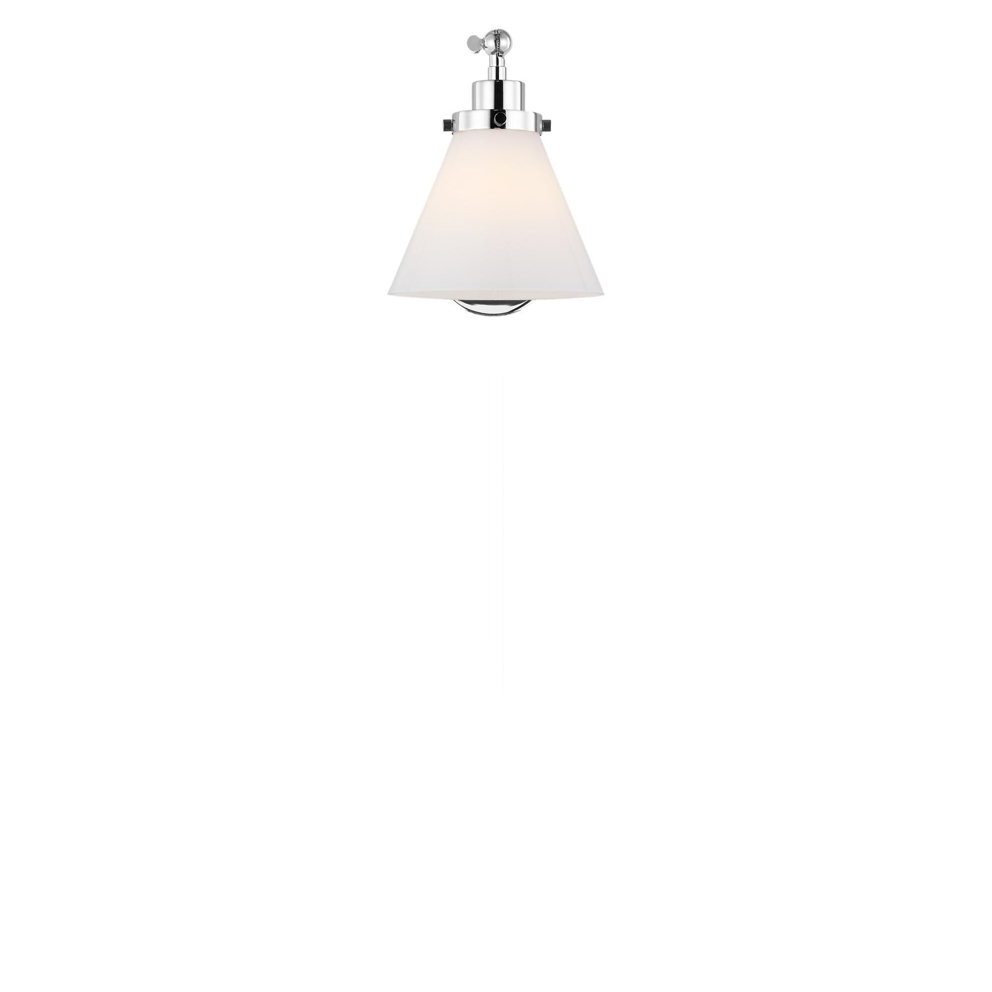 Shown in Polished Nickel finish and Milk Glass shade