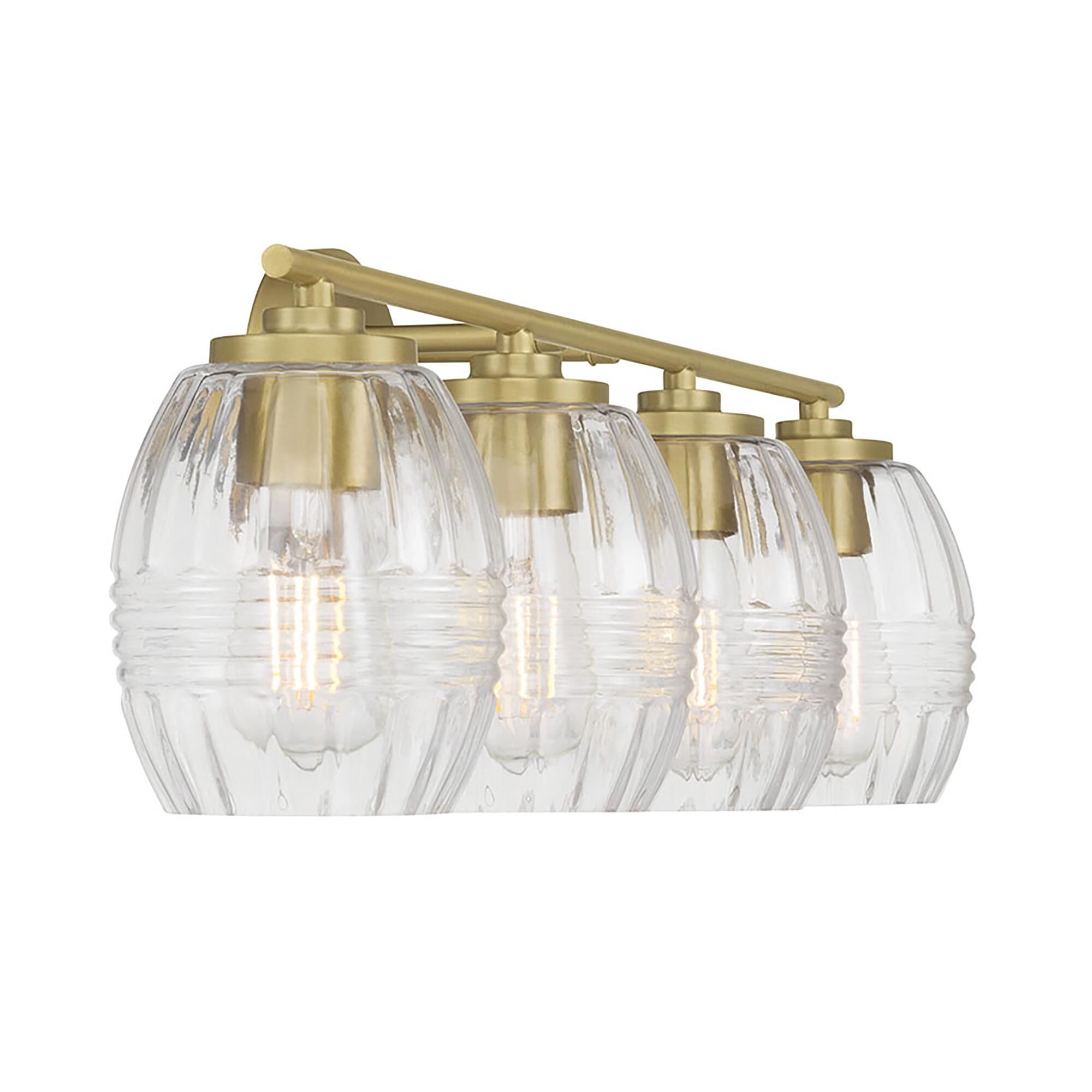 Shown in Vintage Brass finish and Clear glass