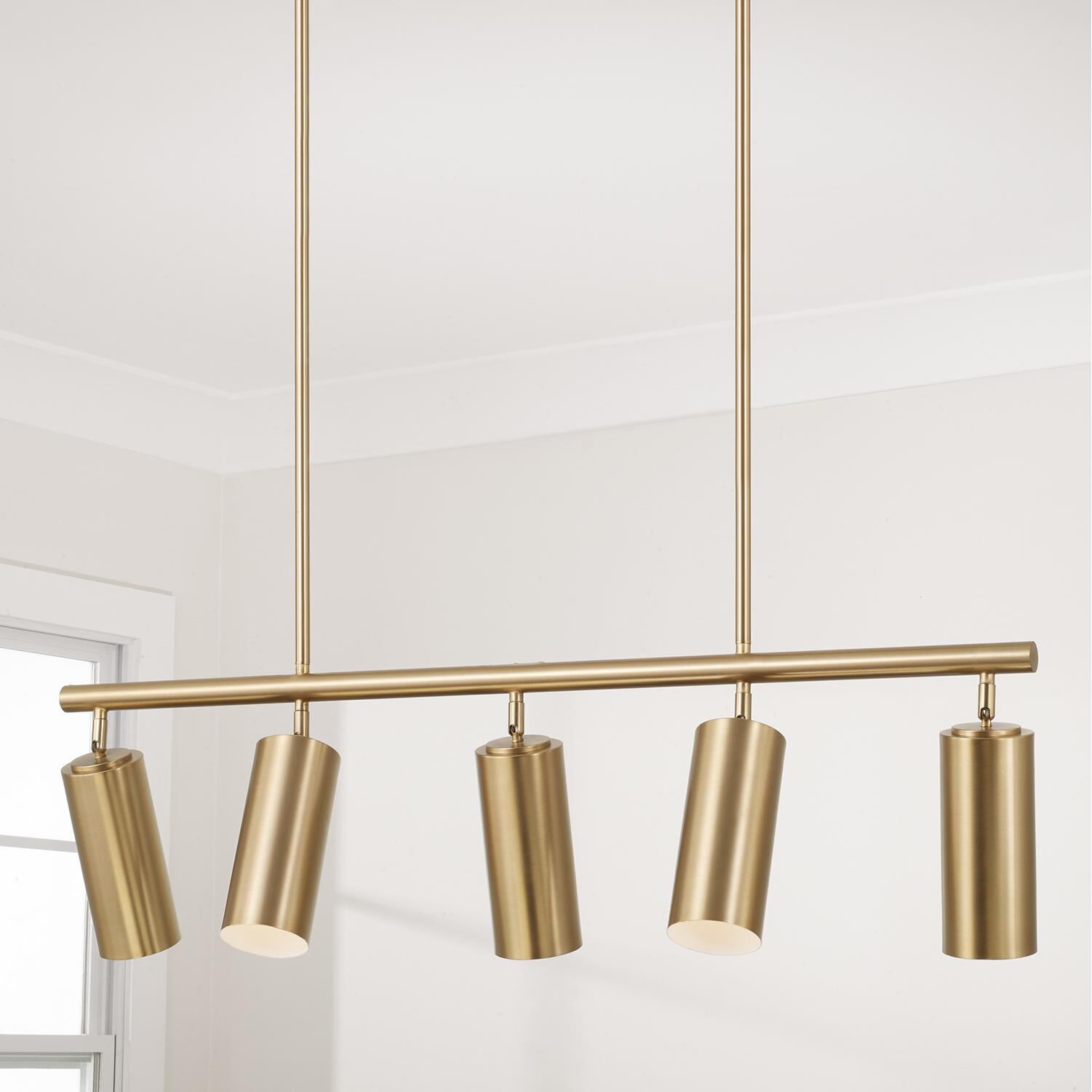 Shown in Aged Brass finish and Aged Brass Metal s With White Interior shade