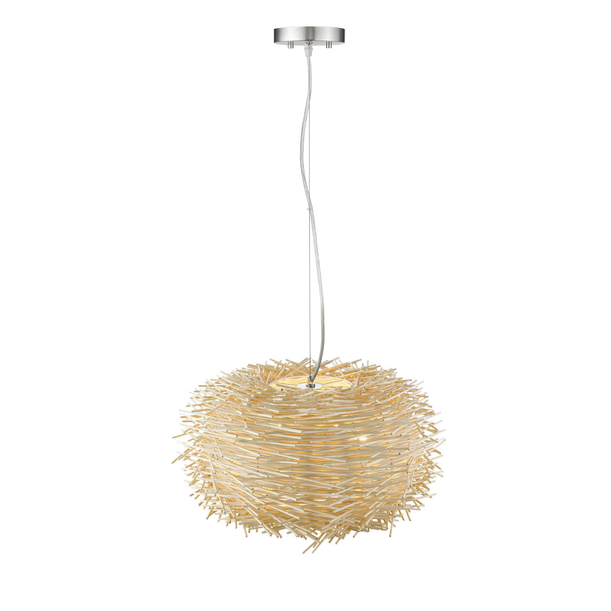 Shown in Brushed Nickel finish and Willow glass and Willow shade