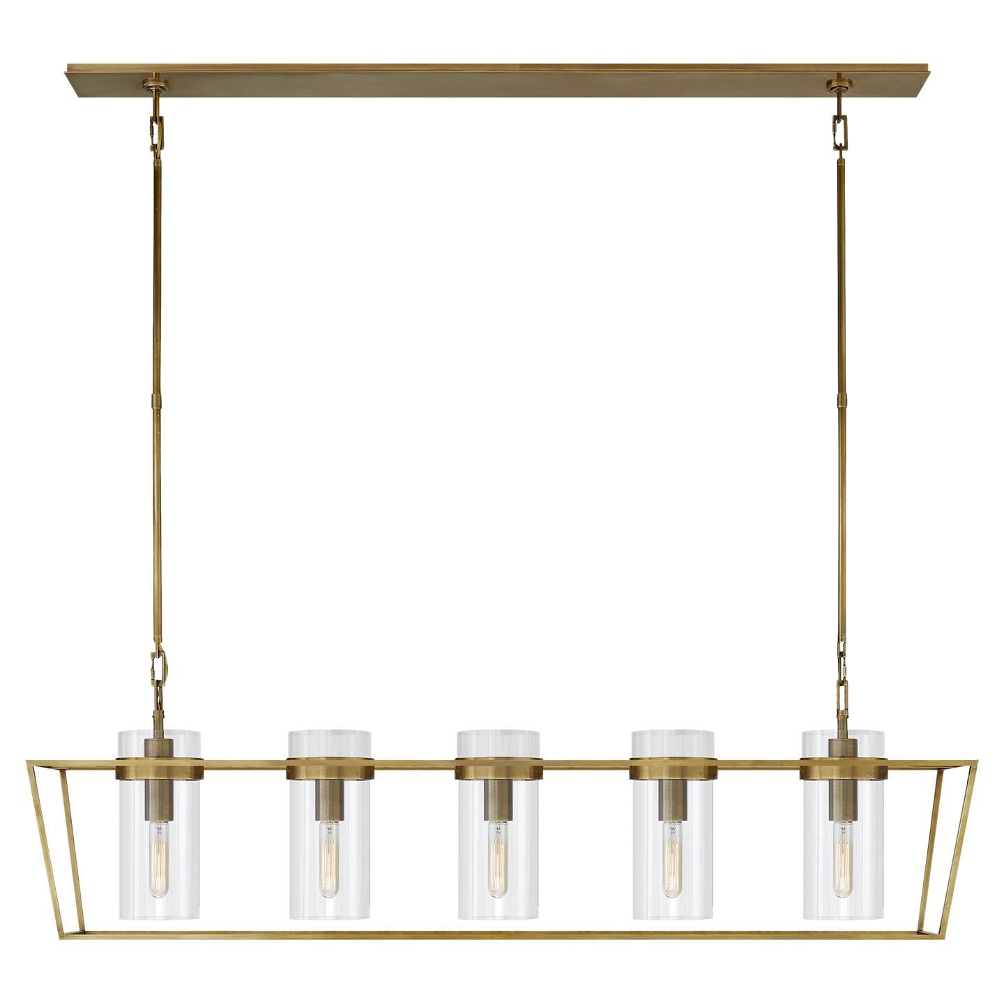 Shown in Hand-Rubbed Antique Brass finish and Clear glass