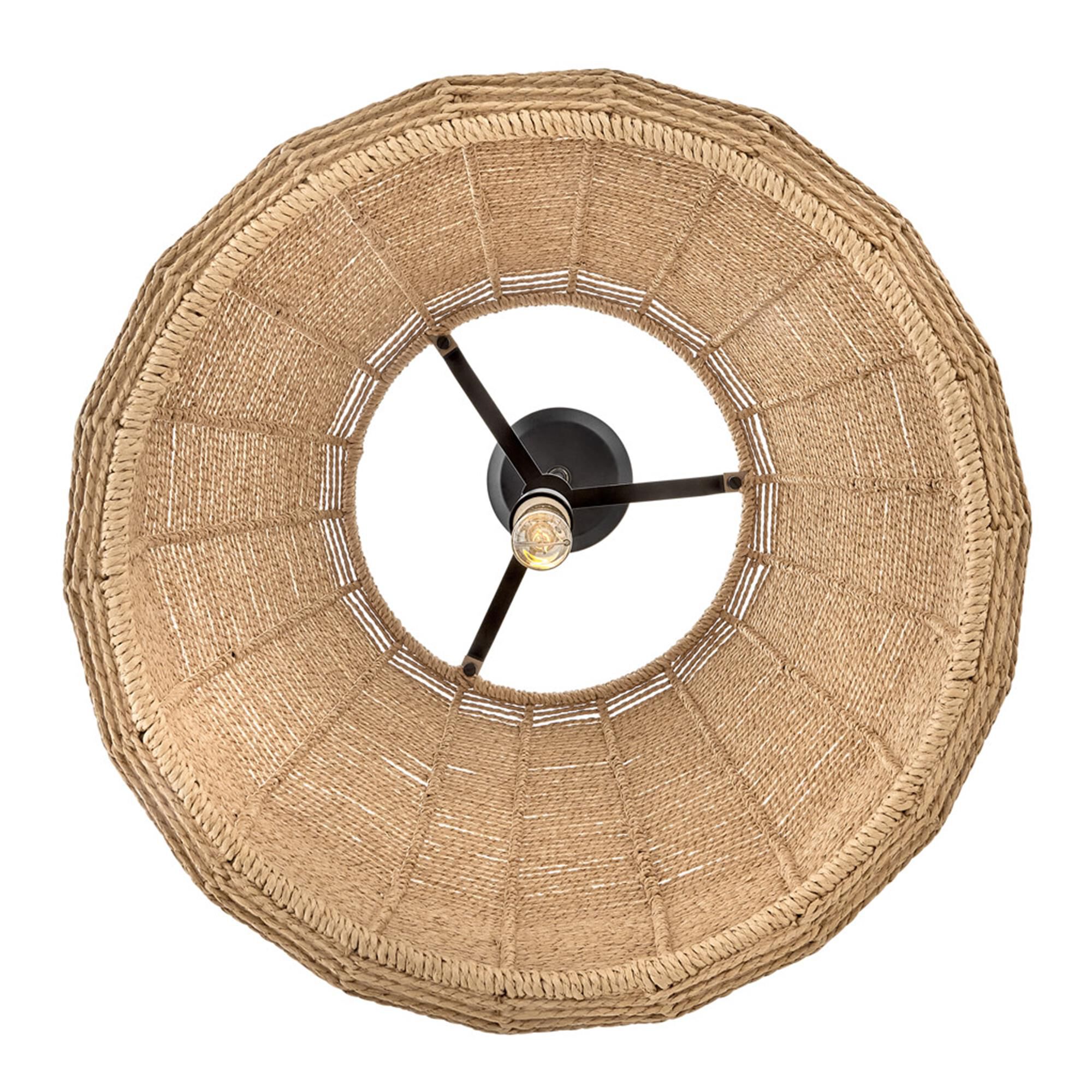 Shown in Black finish and Camel Rattan shade