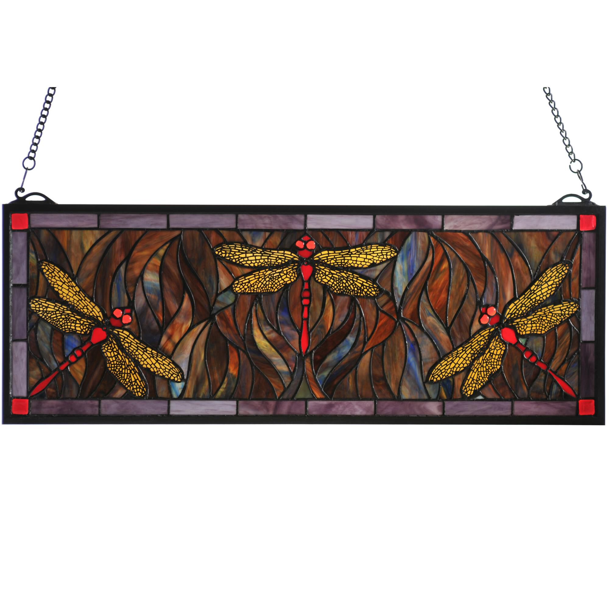 Shown in Brass finish and Flame Orange-Purple-Blue glass