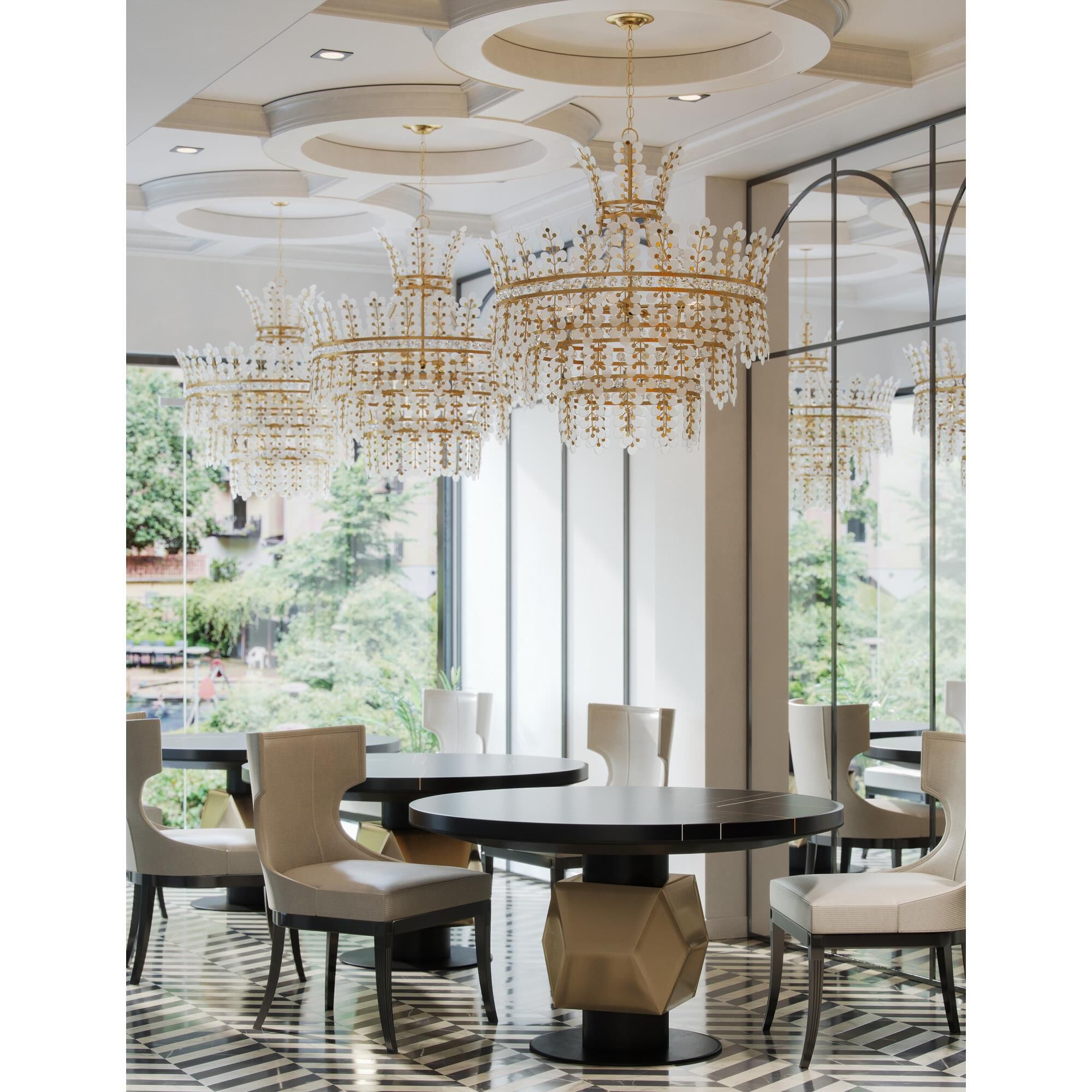 Shown in Frosted, Clear and Brass finish