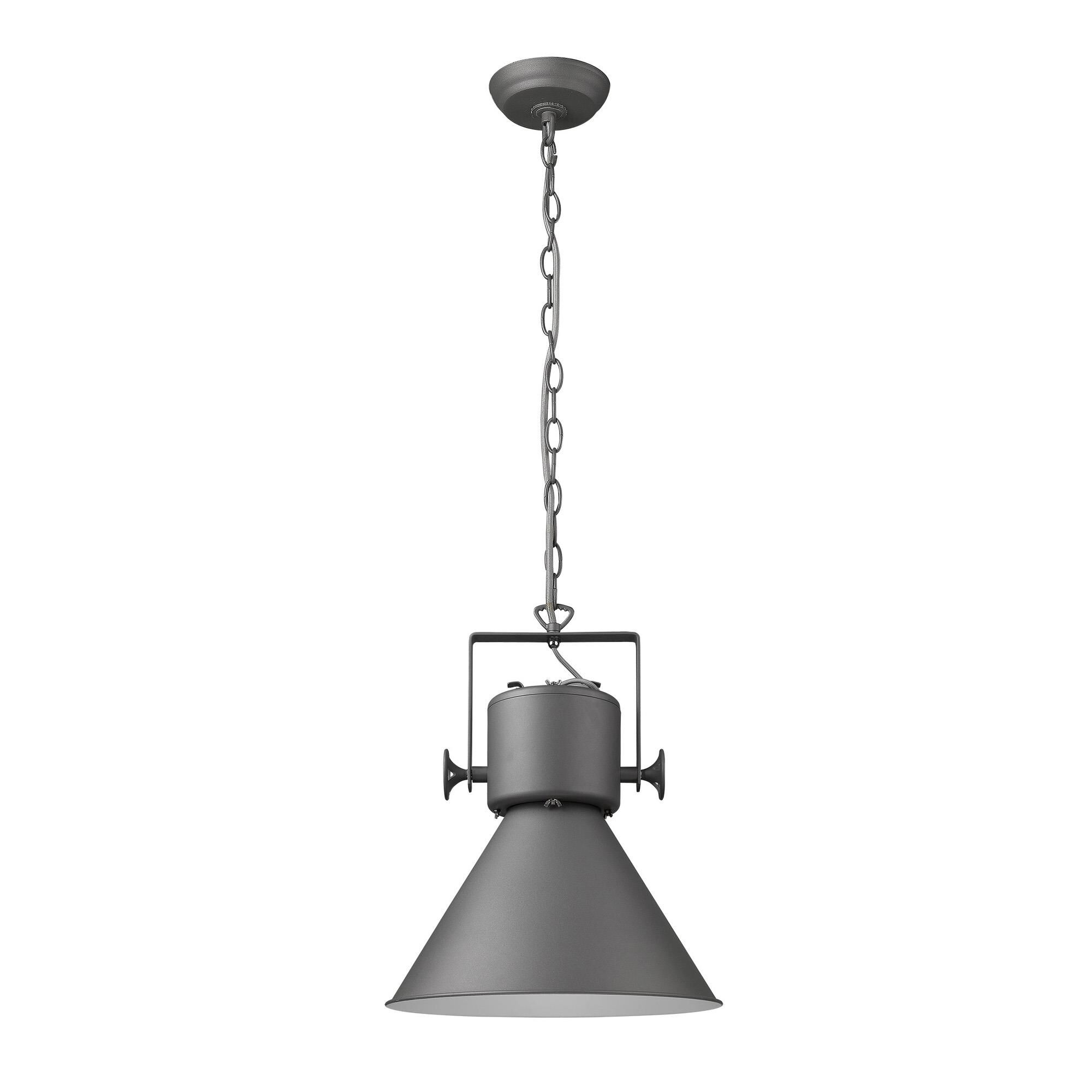 Shown in Gray finish and Gray glass and Gray Metal Cone Shaped  W/ White Interior shade