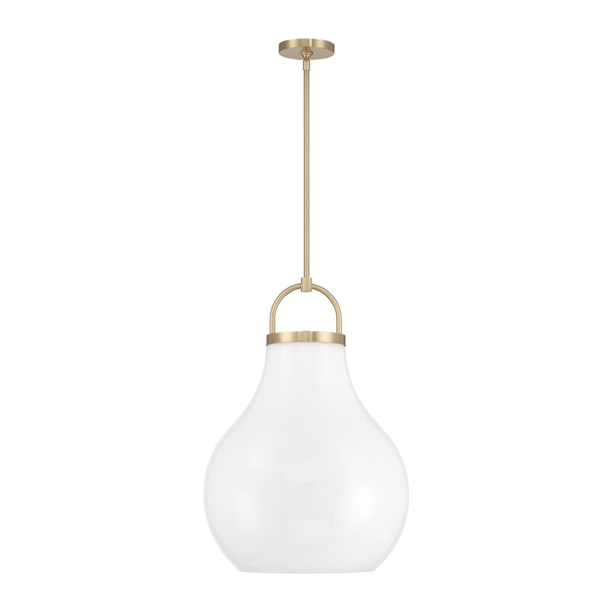Shown in Champagne Gold finish and Opal glass