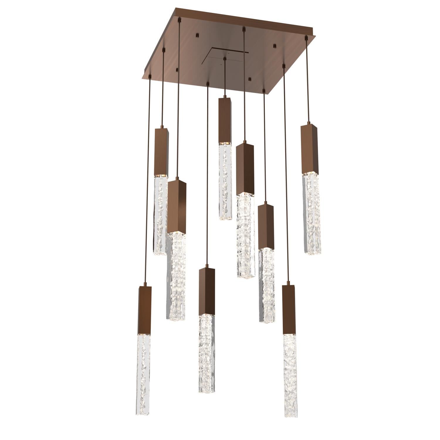 Shown in Burnished Brass finish and Clear Cast glass