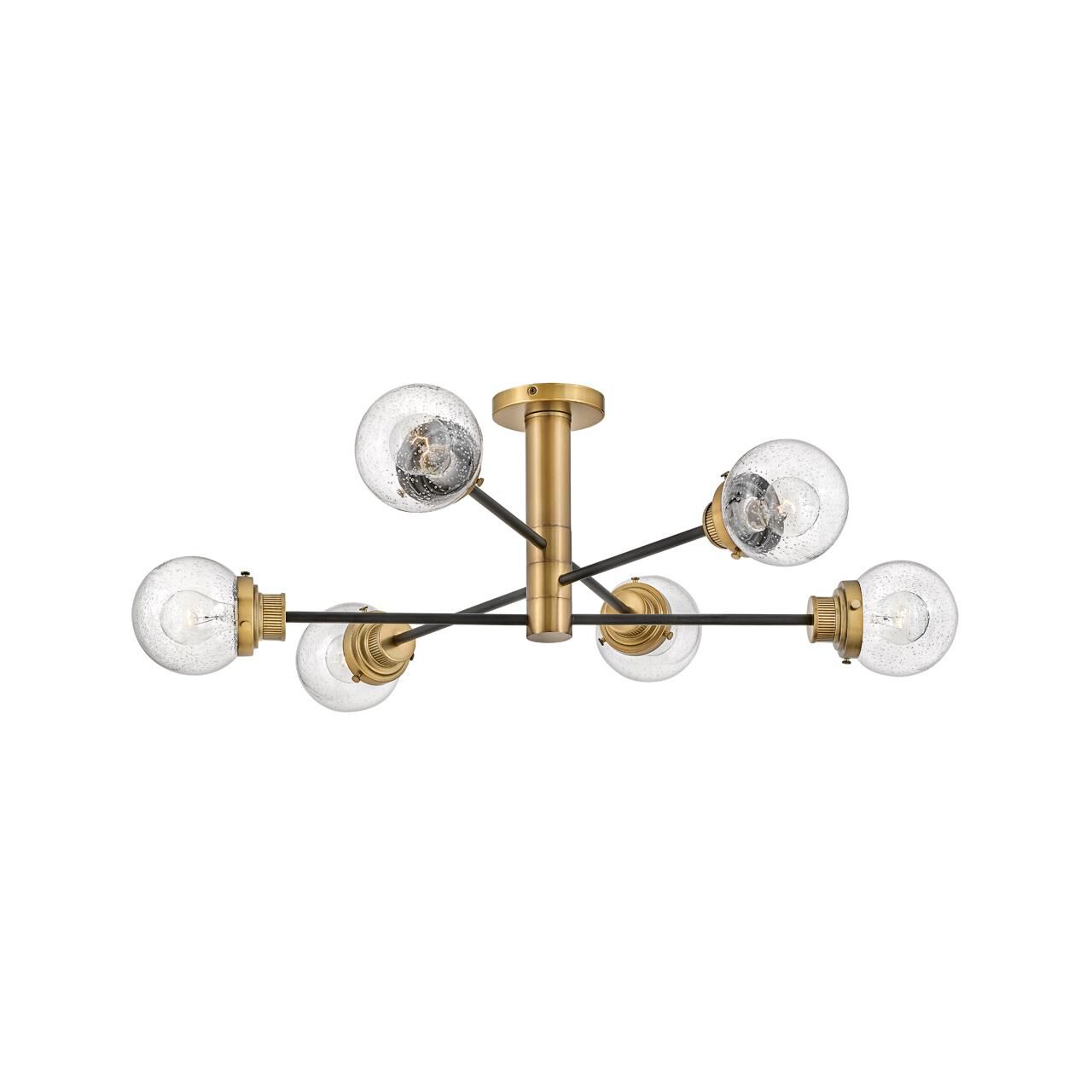 Shown in Black with Heritage Brass Accents finish and Clear Seedy glass