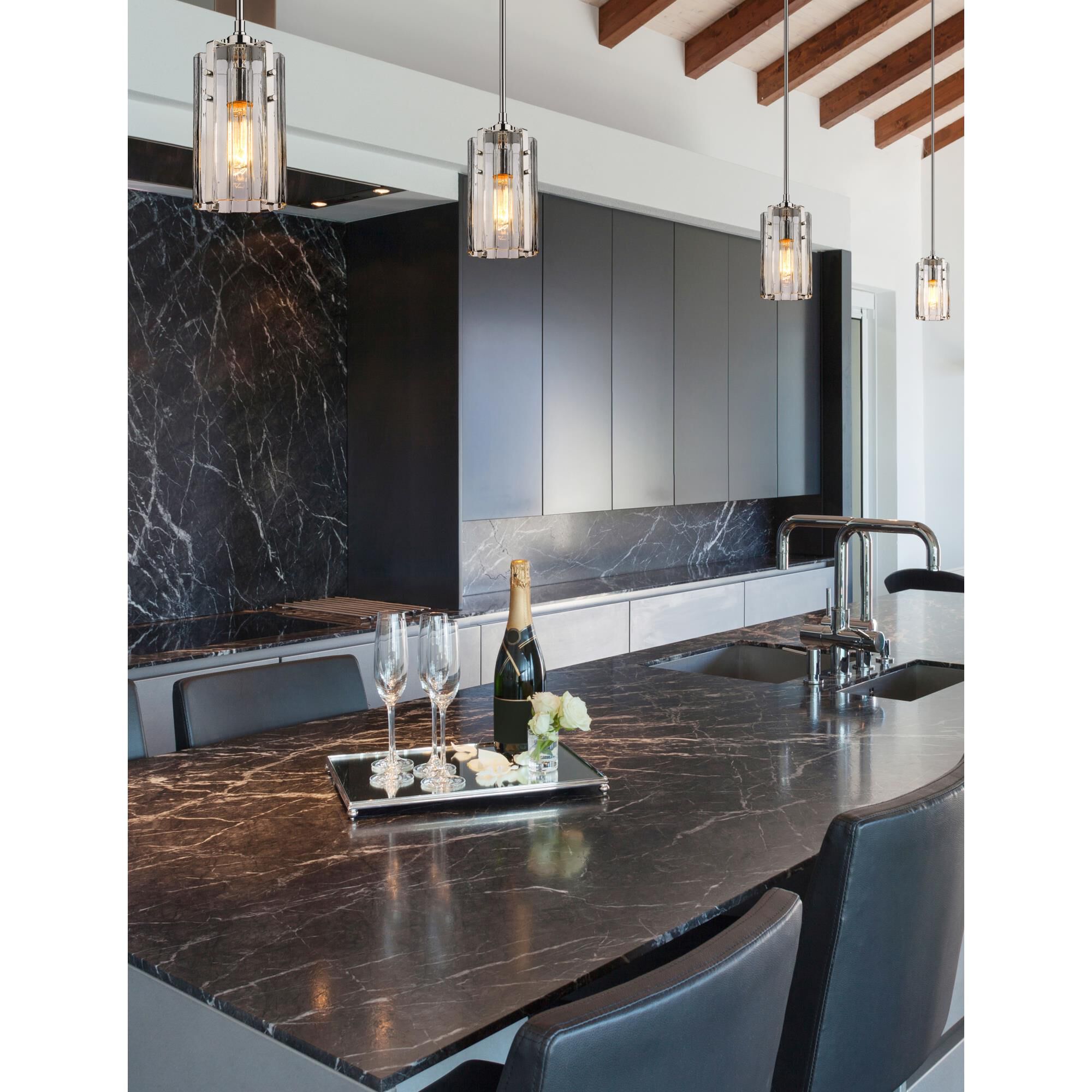 Shown in Polished Nickel finish and Clear glass and Clear shade