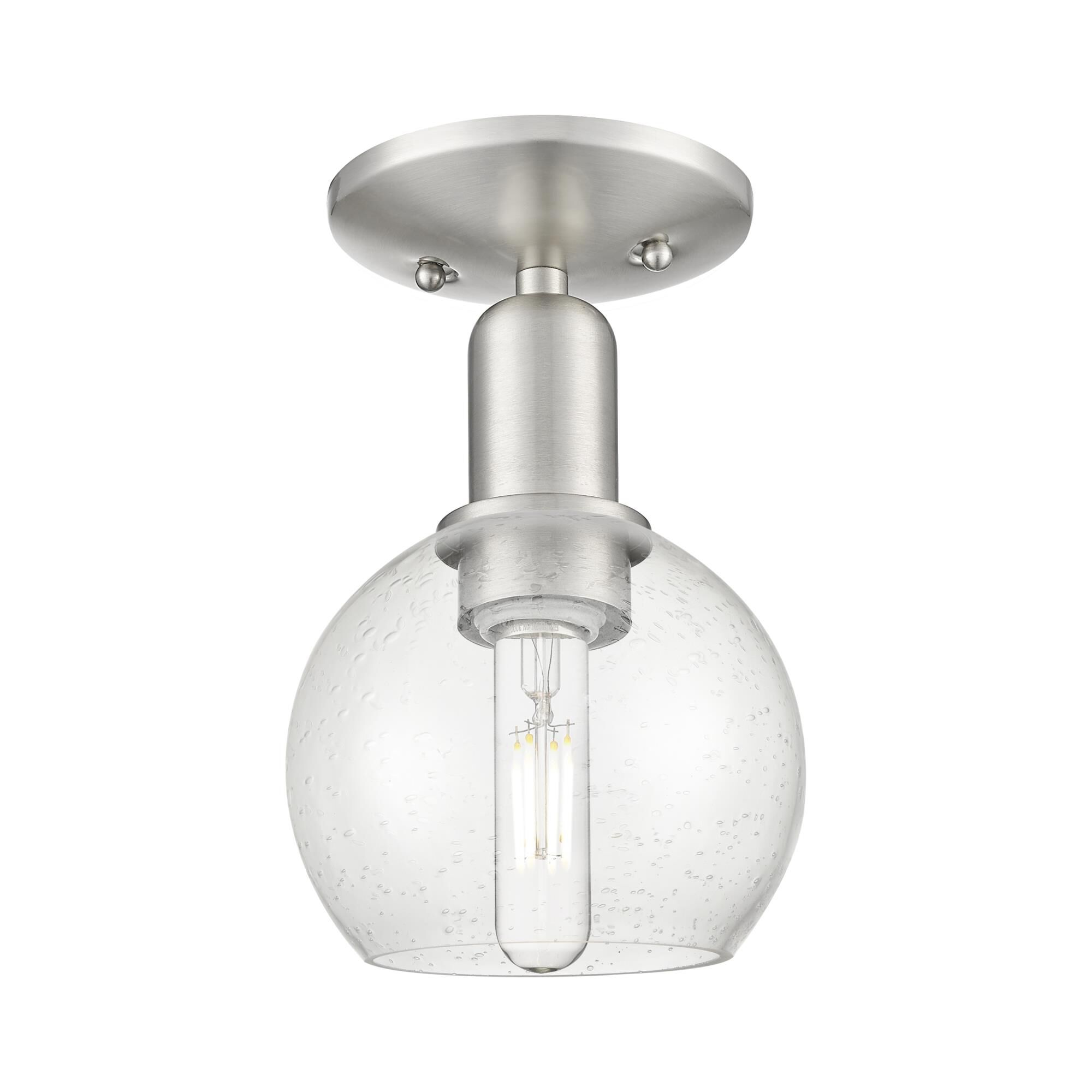 Shown in Brushed Satin Nickel finish and Seedy glass