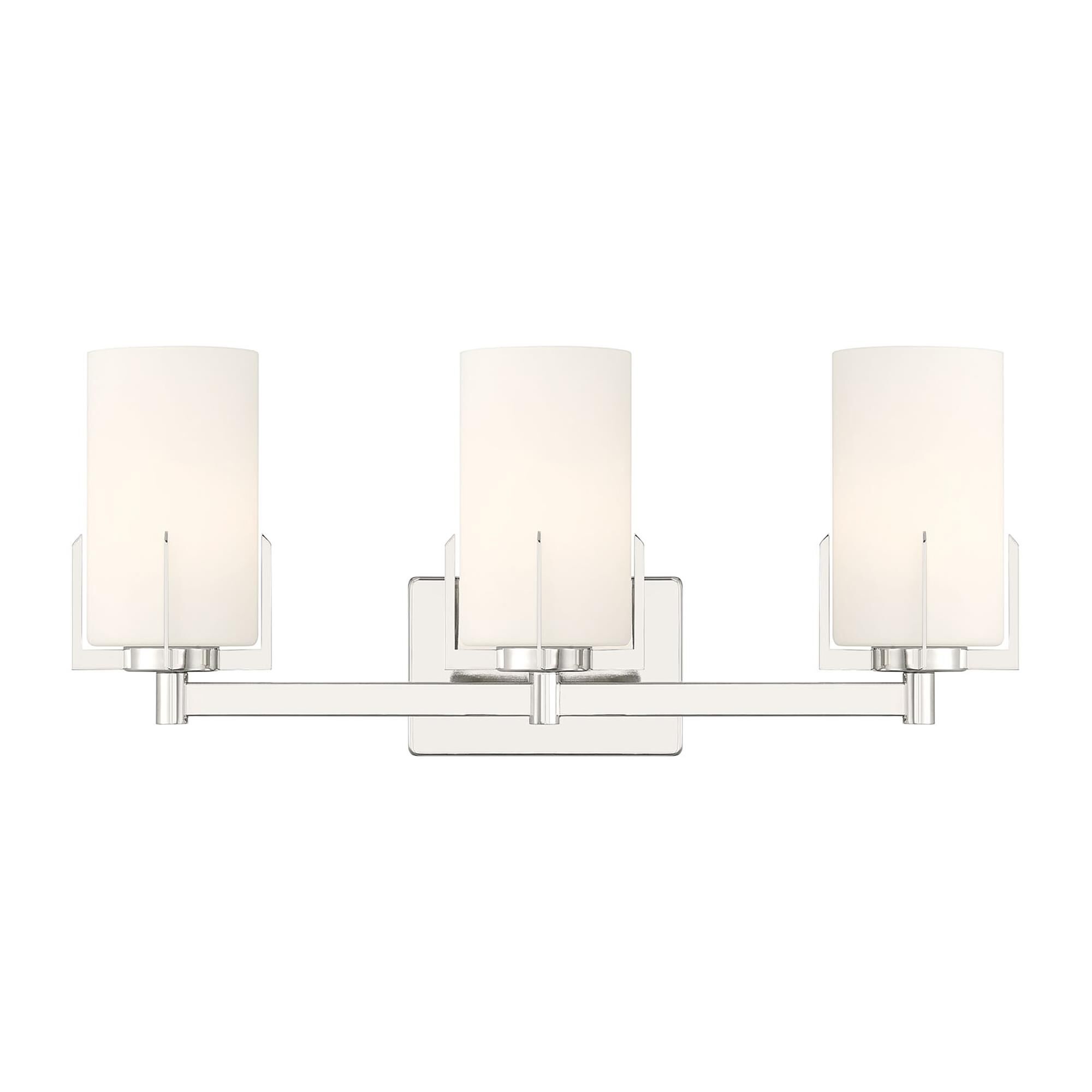 Shown in Polished Nickel finish and White Frosted glass