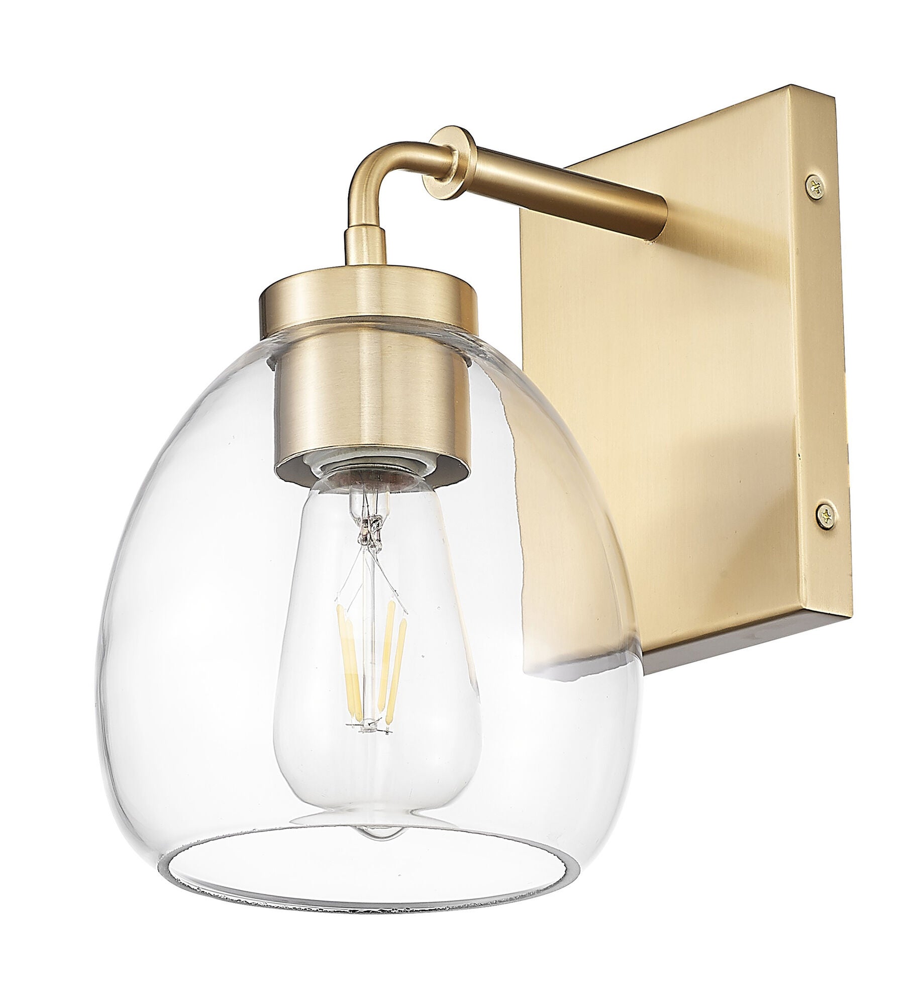 Shown in Brass finish and Clear Glass Globe shade