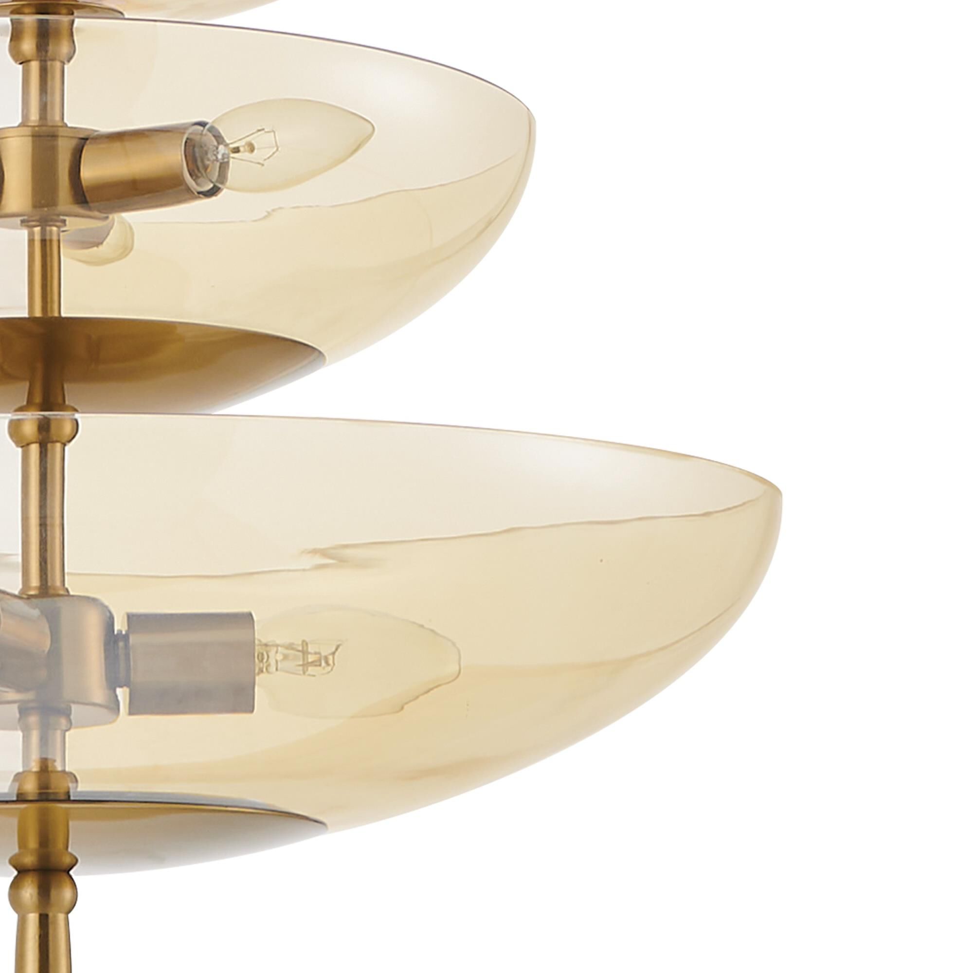 Shown in Brushed Gold finish and Smoked Amber glass
