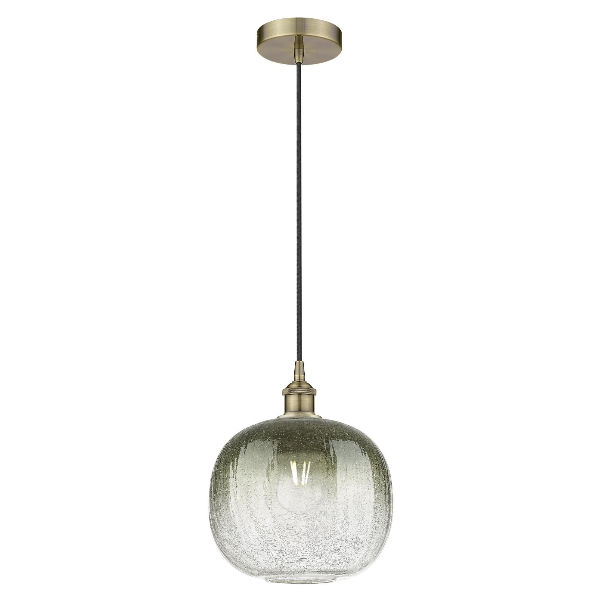 Shown in Antique Brass finish and Slate glass