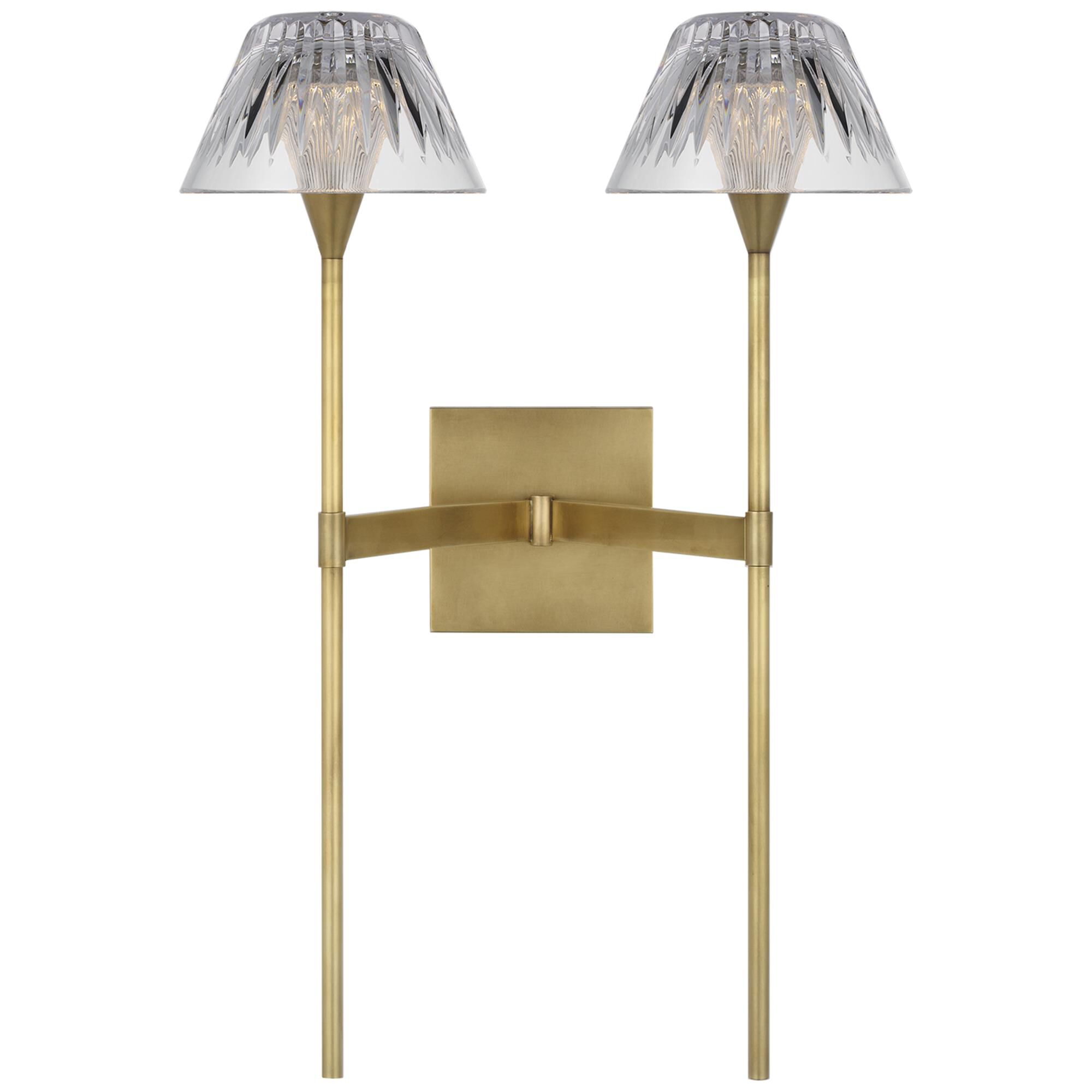 Shown in Natural Brass finish and Clear crystal