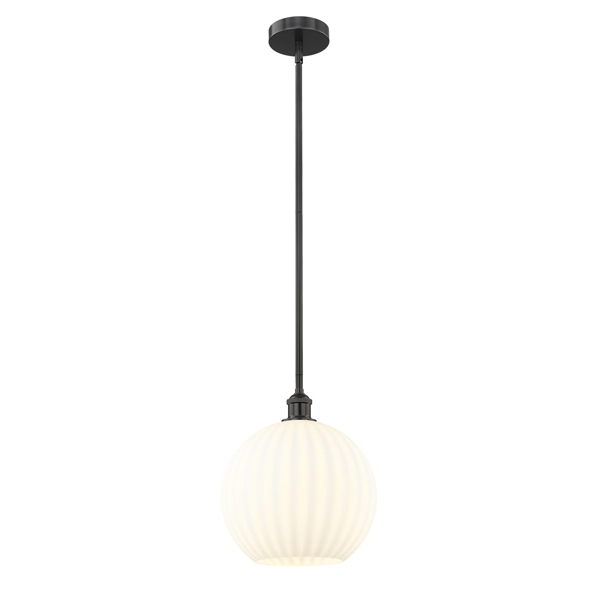 Shown in Matte Black finish and White Venetian glass
