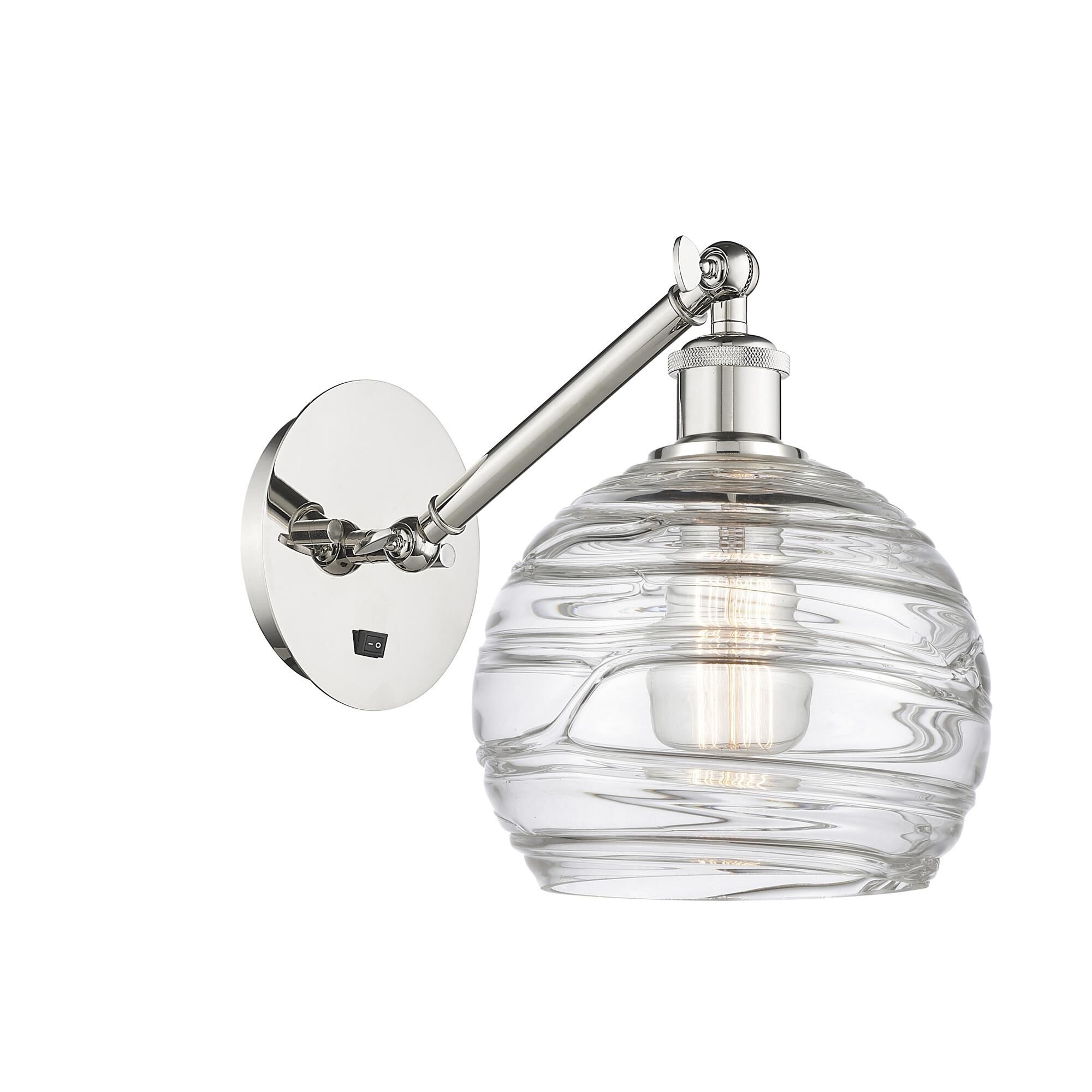 Shown in Polished Nickel finish and Clear Athens Deco Swirl 8