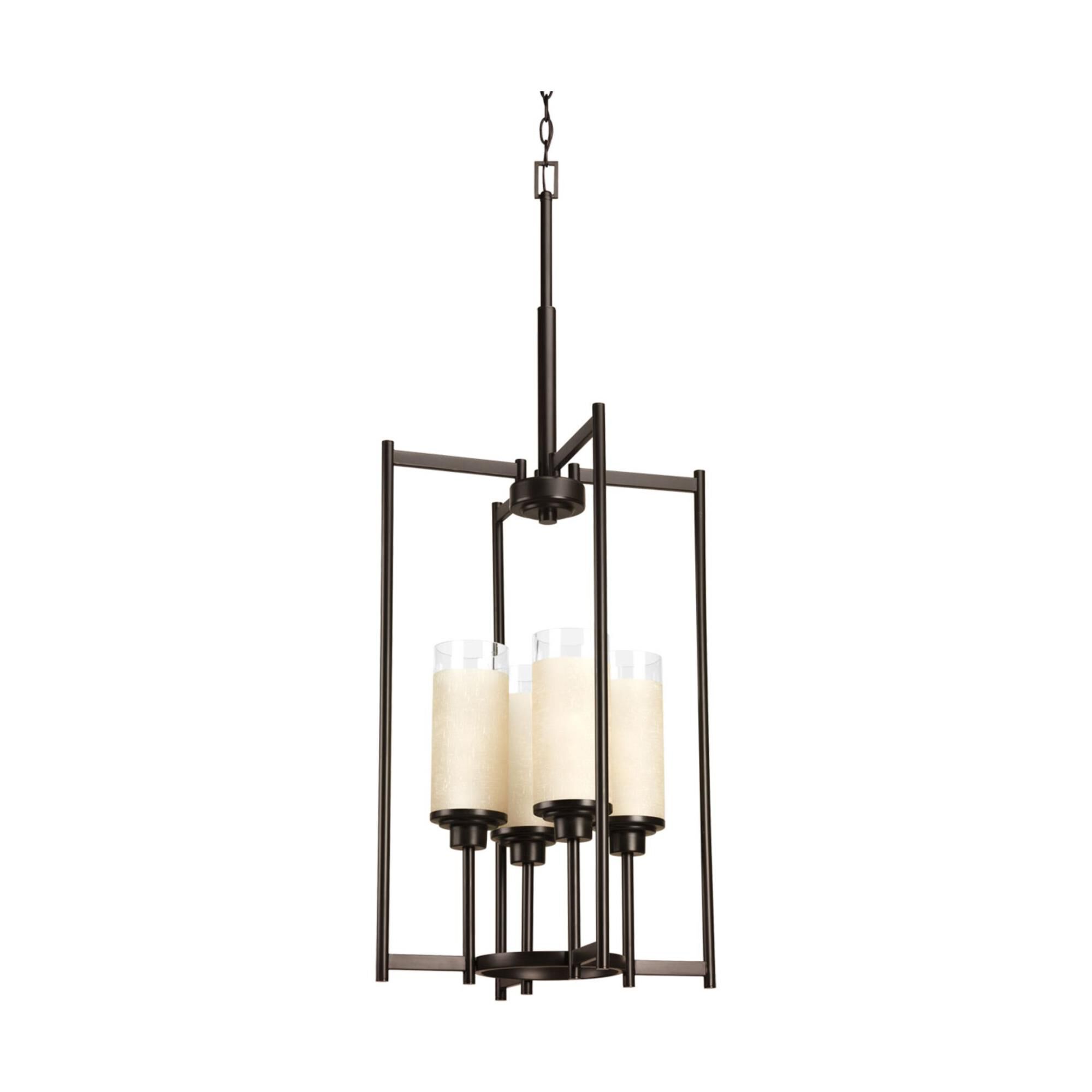 Shown in Antique Bronze finish and Etched umber linen glass