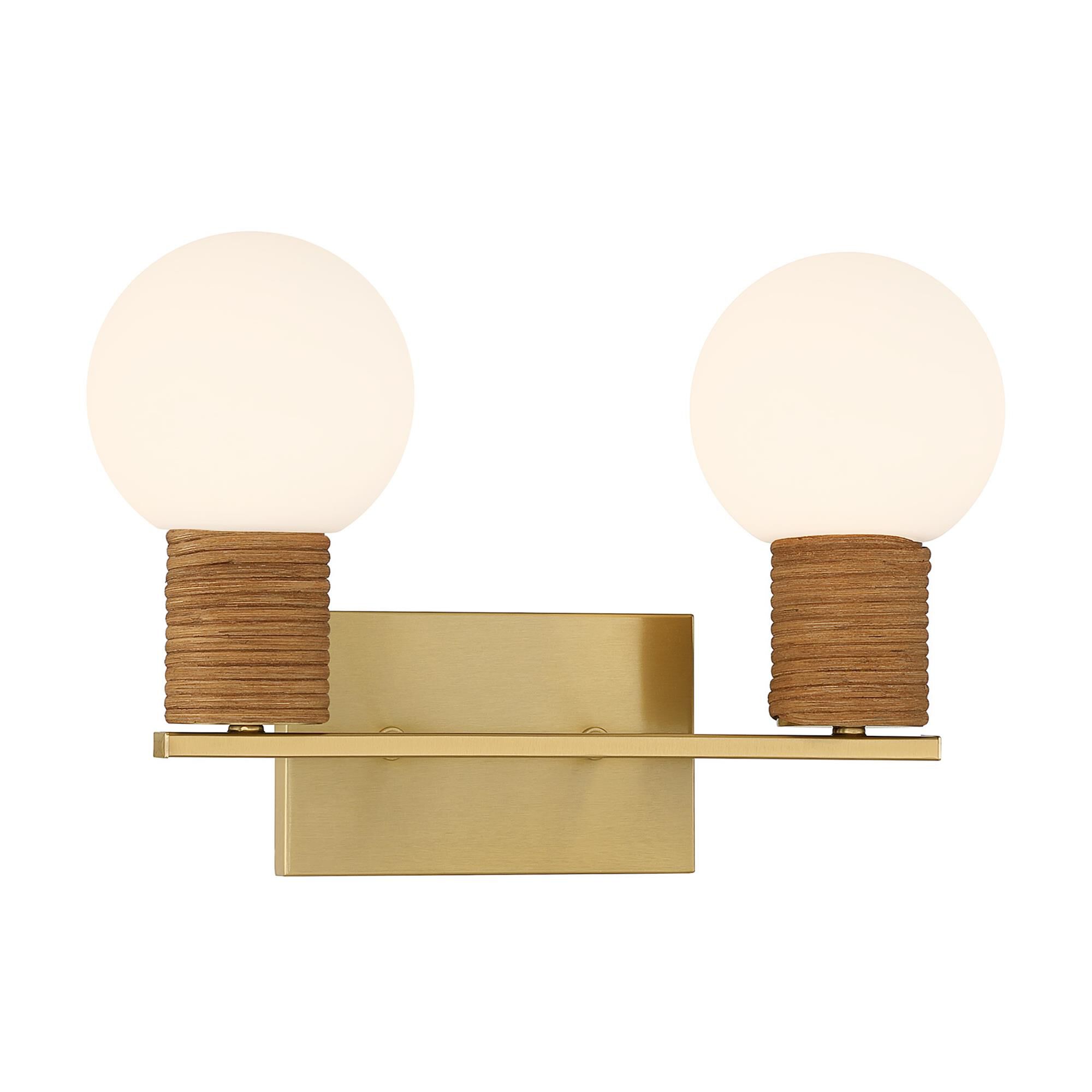 Shown in Warm Brass finish and White Opal glass