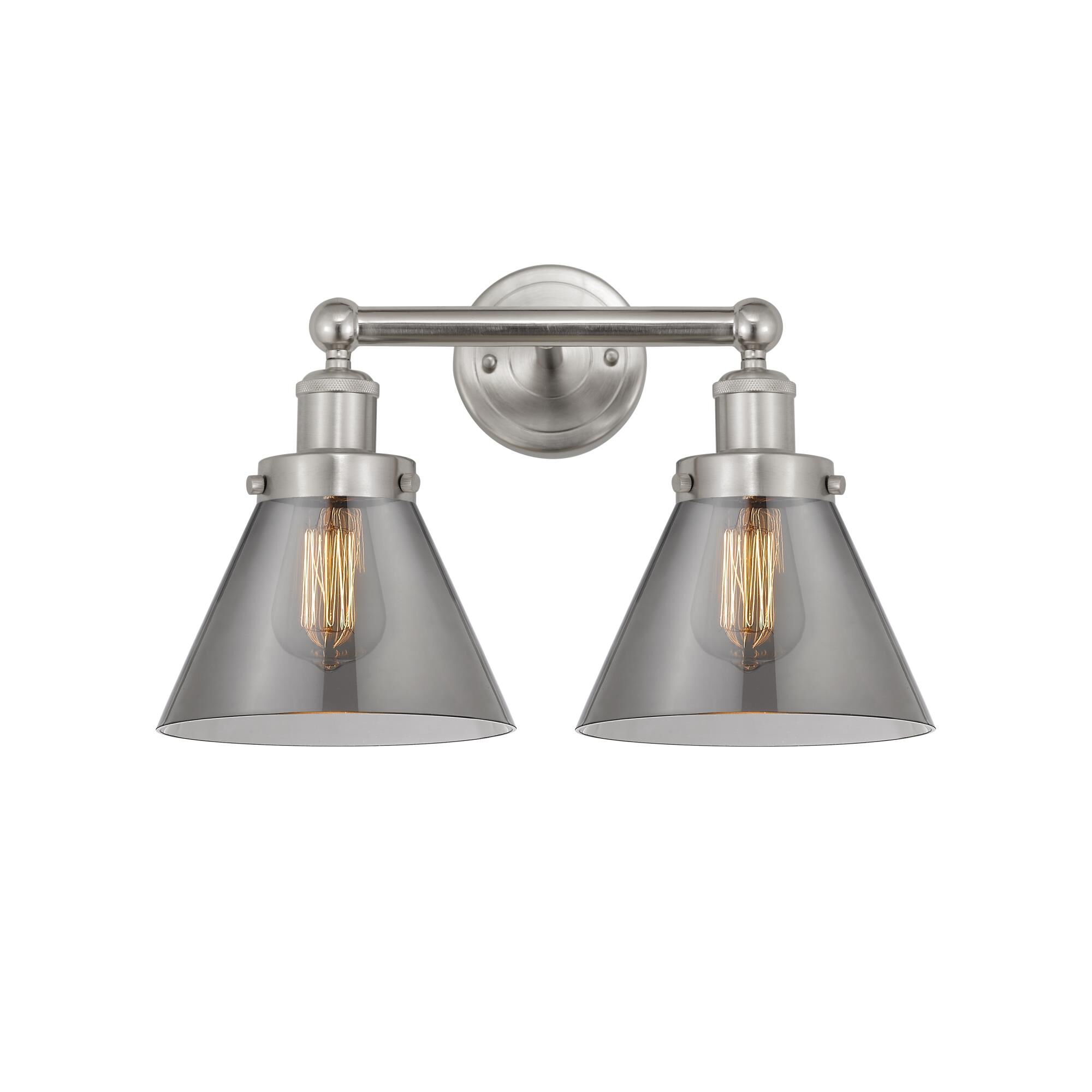 Shown in Brushed Satin Nickel, Plated Smoke finish and Plated Smoke glass and Plated Smoke Glass shade